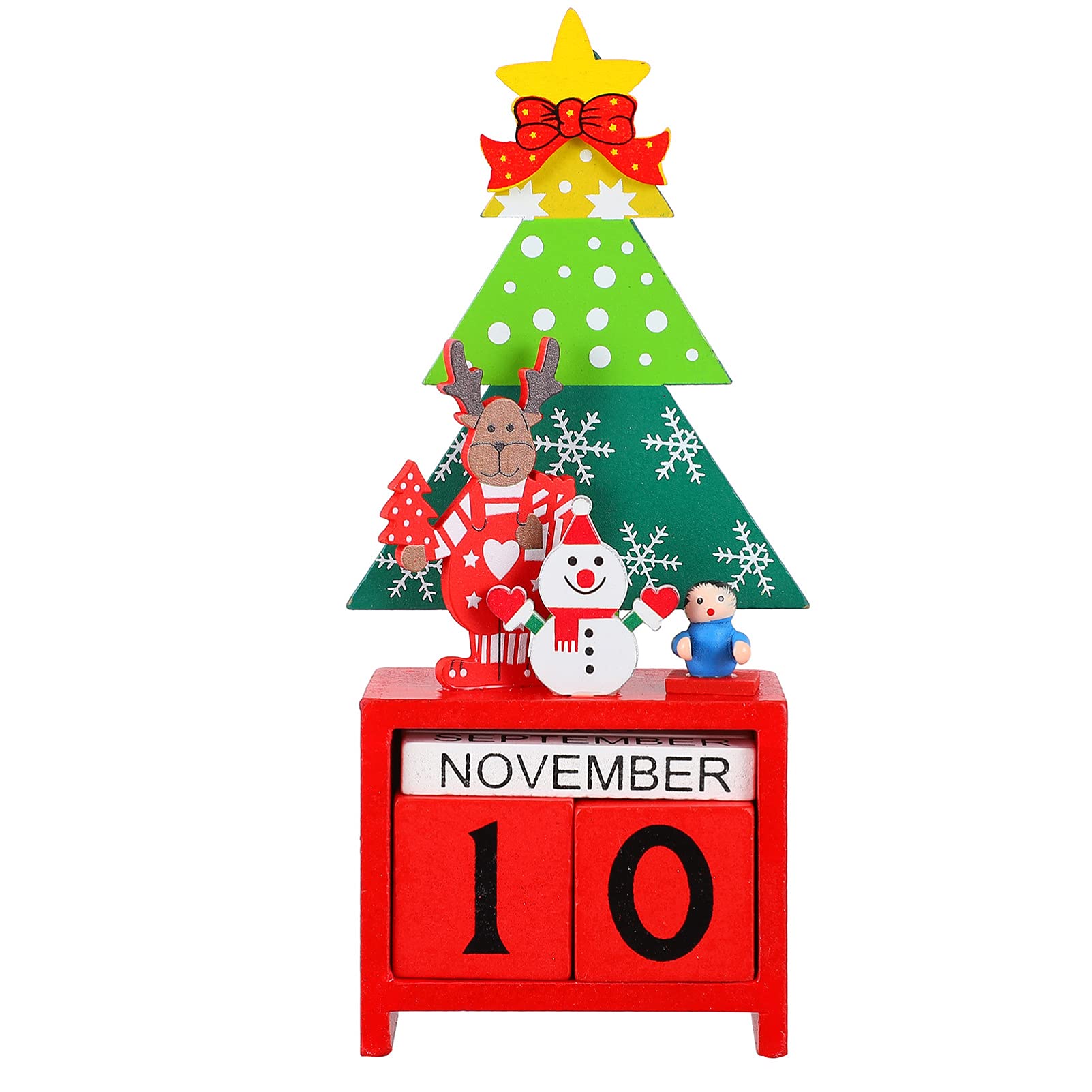 Christmas Wooden Perpetual Calendar Christmas Countdown Calendar Block Wooden Advent Stocking Fillers for Kids Number Date Blocks