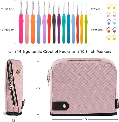 Vista 18 de MYBAGZING Estuche de gancho de ganchillo vacío - Estuche organizador de gancho de ganchillo (actualizado) - Organizador de corchet - Soporte