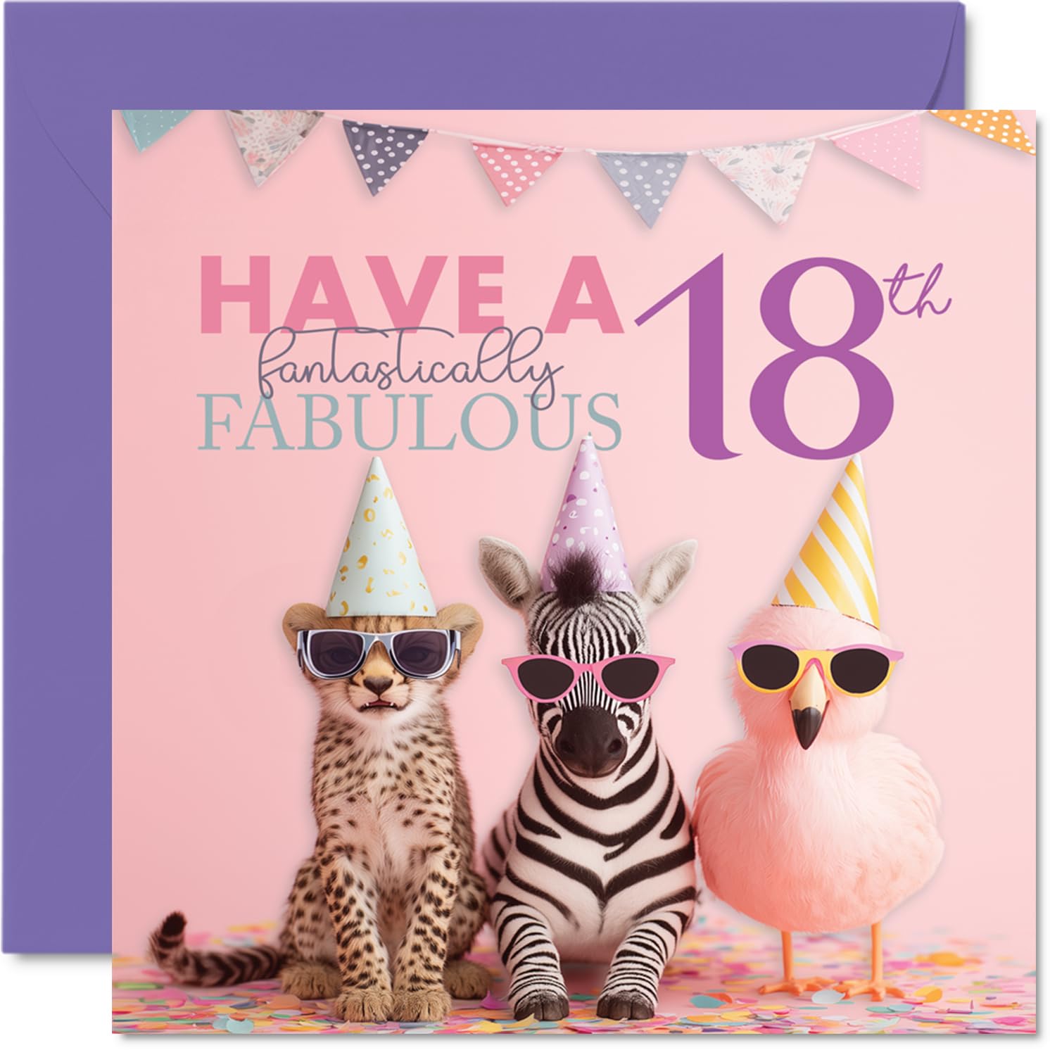 18th Birthday Cards for Women - Fantastically Fabulous - Happy Birthday Card for 18 Year Old Woman Sister Cousin Daughter Granddaughter, 145mm Bday Greeting Cards