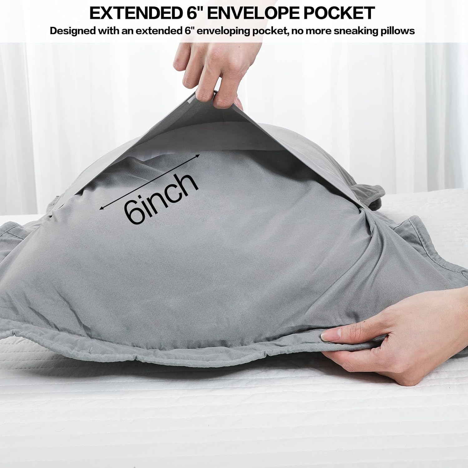 BOSOWOS Pillow Shams Standard Size Set of 2, Ultra Soft Breathable Quilted Pillow Cases 20 x 26 inches for Sleeping, Grey Printing Standard 2Pack - Image 5