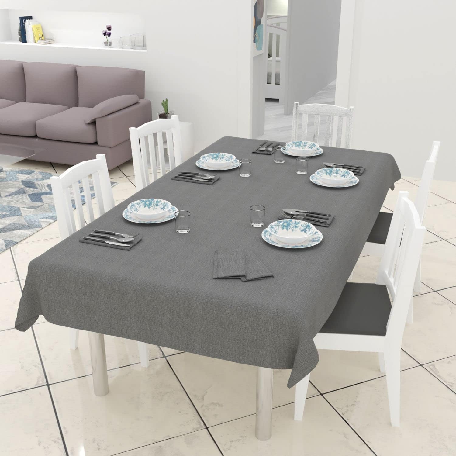 Tovaglia Antimacchia Tessuto Cotone Biologico In Tinta Unita Colore Pietra 140x140 Cm 90503970