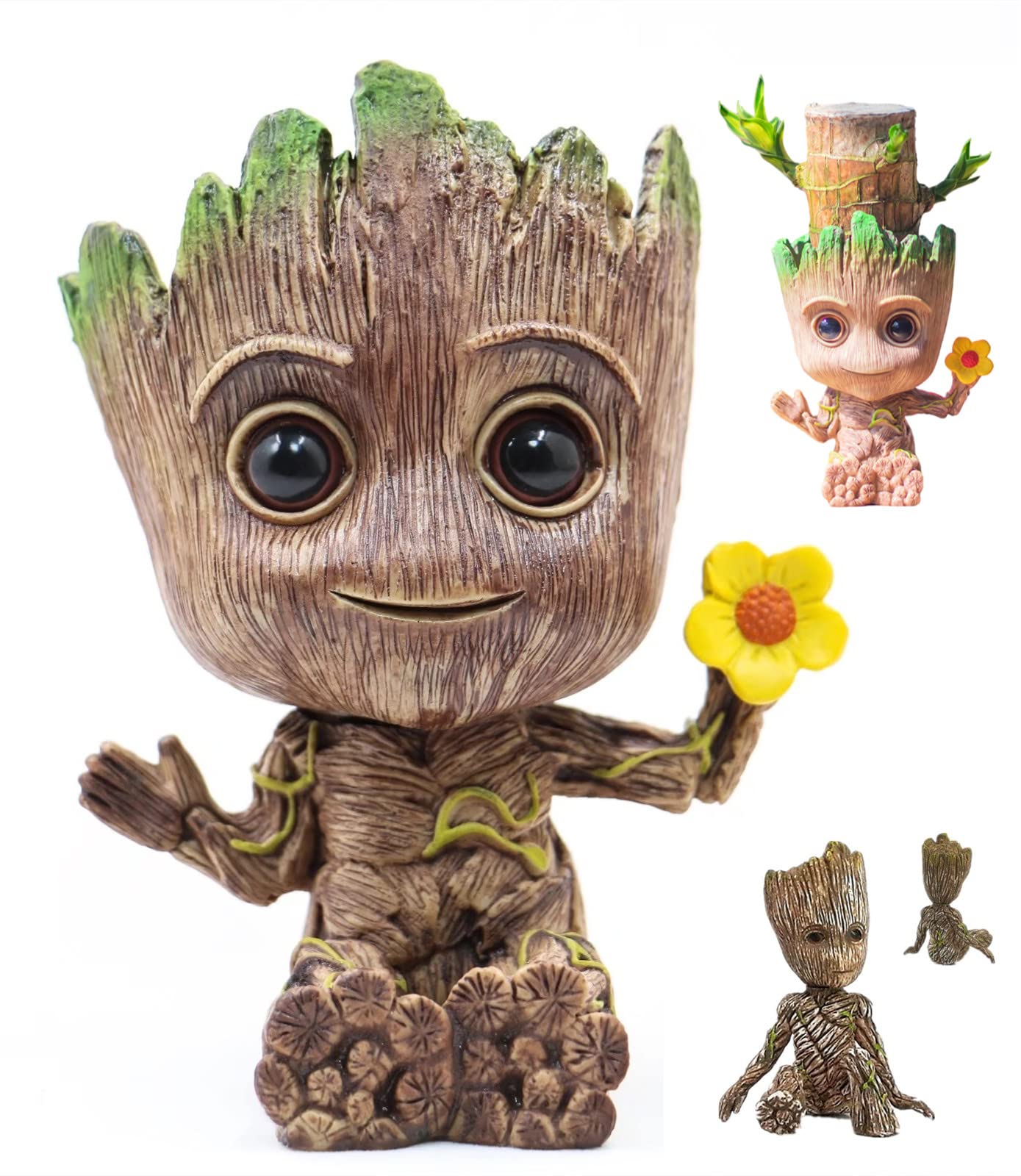 Tree Men Flower Pot with Hole, Planter Pot for Succulent, Air Plants, Pen Holder with Miniature Fairy Garden Sitting Tree Men (Flower Model)