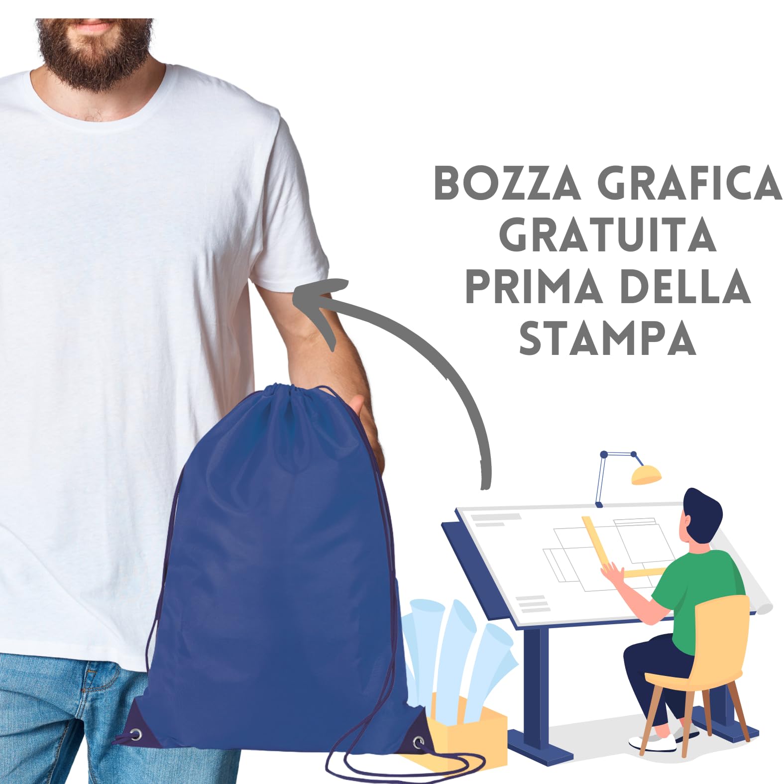 Kit da 10 T-Shirt + 10 Sacche Personalizzate Ideale per Gite, Eventi, Fiere, Promozione Aziendale e Gadget Promozionali, Omaggio a Clienti, Nero
