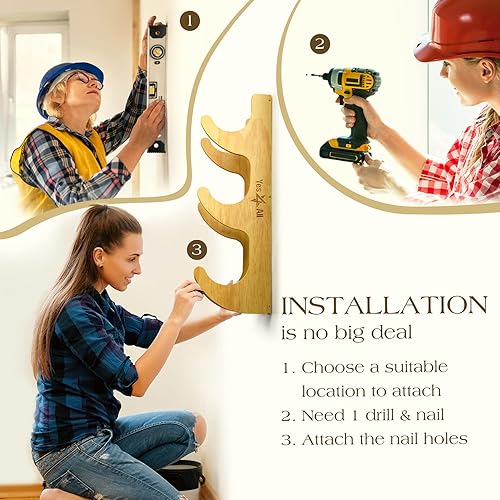 Miniatura 7 de Yes4All - Soporte para rodillos de espuma de madera para montaje en pared, soporte para tapete de yoga, almacenar accesorios y decoración de