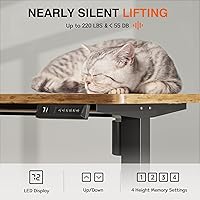 Vista 5 de Furmax Escritorio eléctrico de pie, 59 x 24 pulgadas, escritorio ajustable de altura con ruedas, escritorio de computadora de oficina en casa