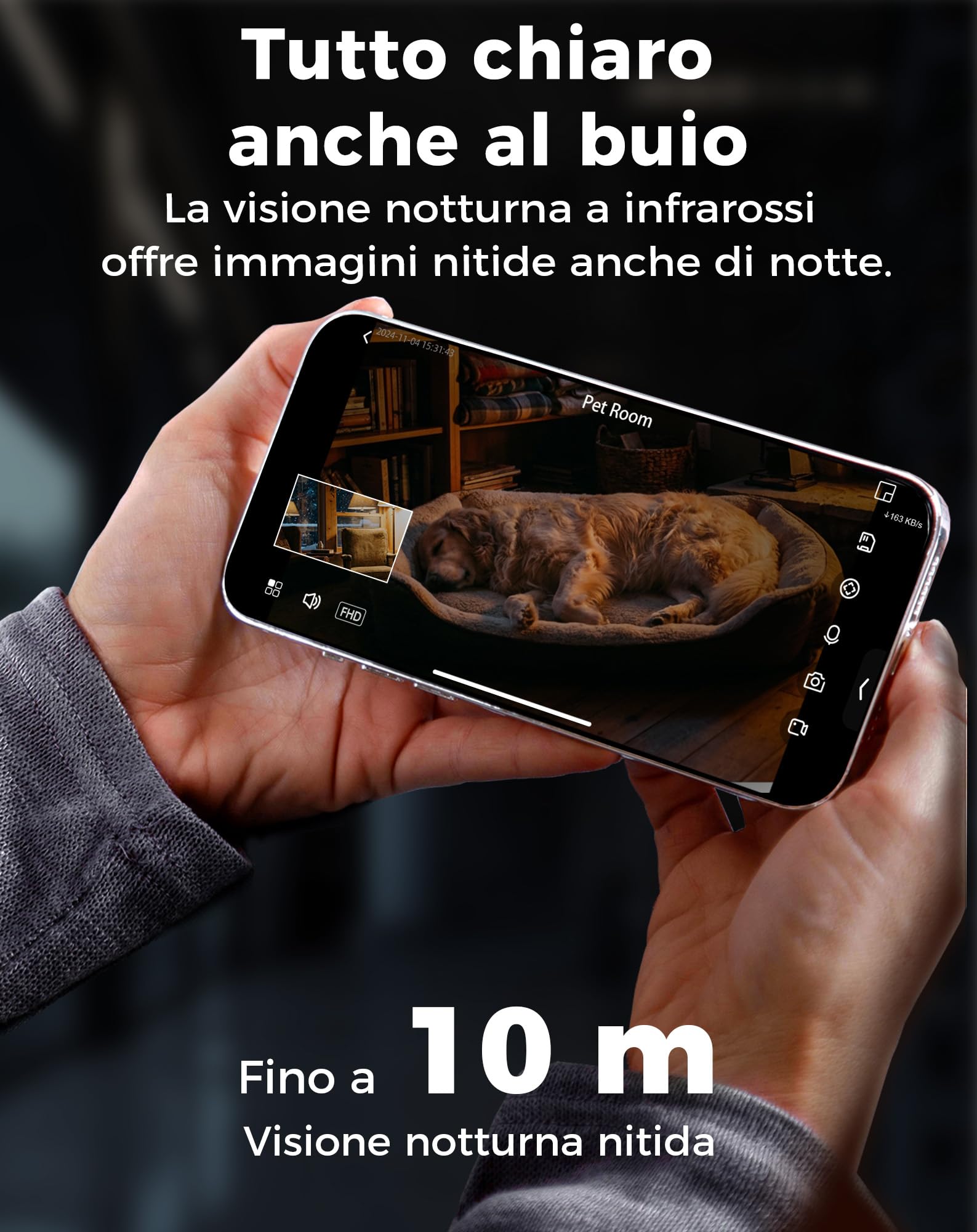 VIRTAVO XD1‑PRO Telecamera Wi‑Fi Interno Doppio Obiettivo, 2 Viste in 1 Schermo, 360° Pan/Tilt/Zoom, Smart Tracking, Audio Bidirezionale, Visione Notturna, Wi‑Fi 6 2,4/5 GHz, Senza Abbonamento