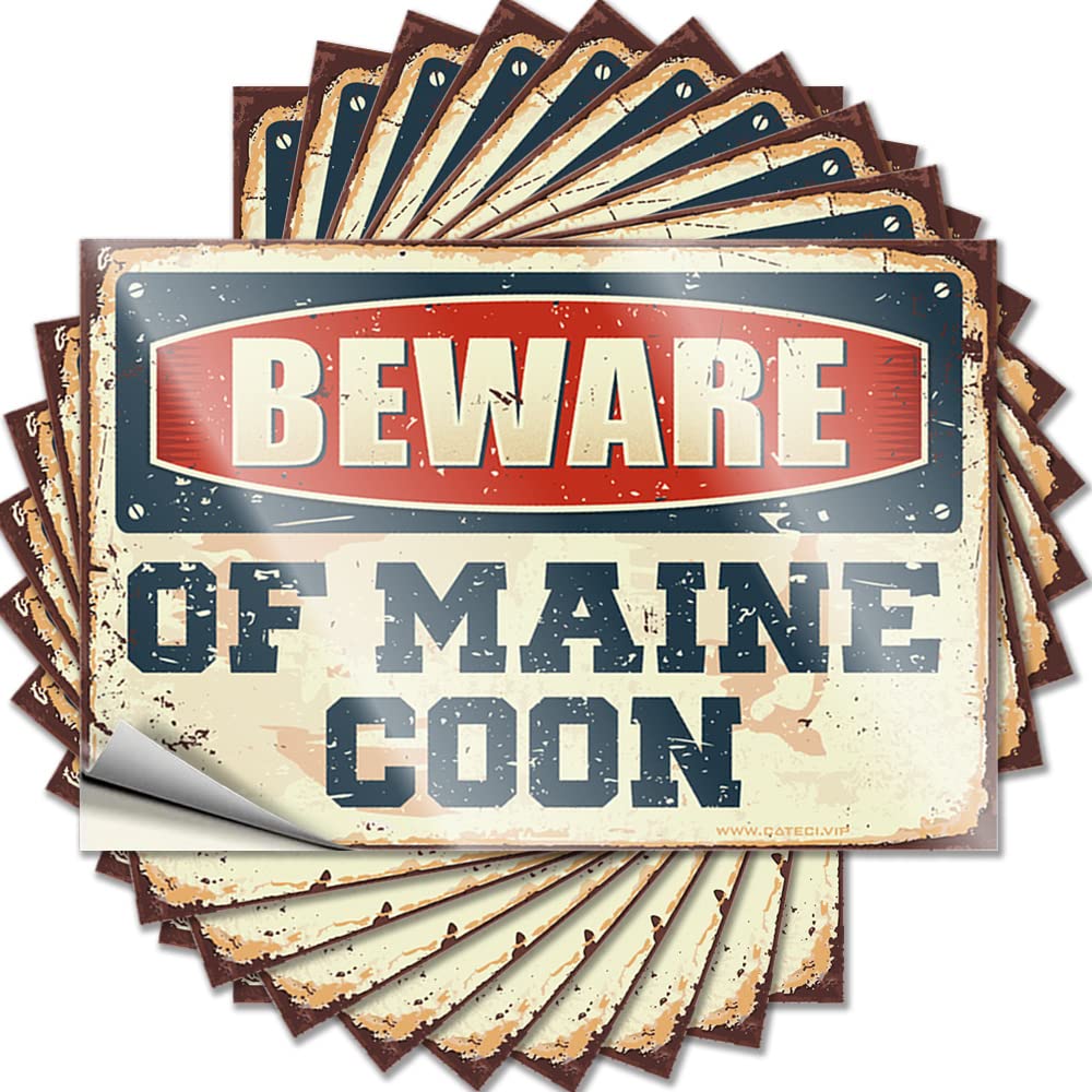 Beware of Maine Coon Affirmation Quote | Books Waterproof Vinyl Water Microfiber Removable Decal Peel Stick(12X18CM)