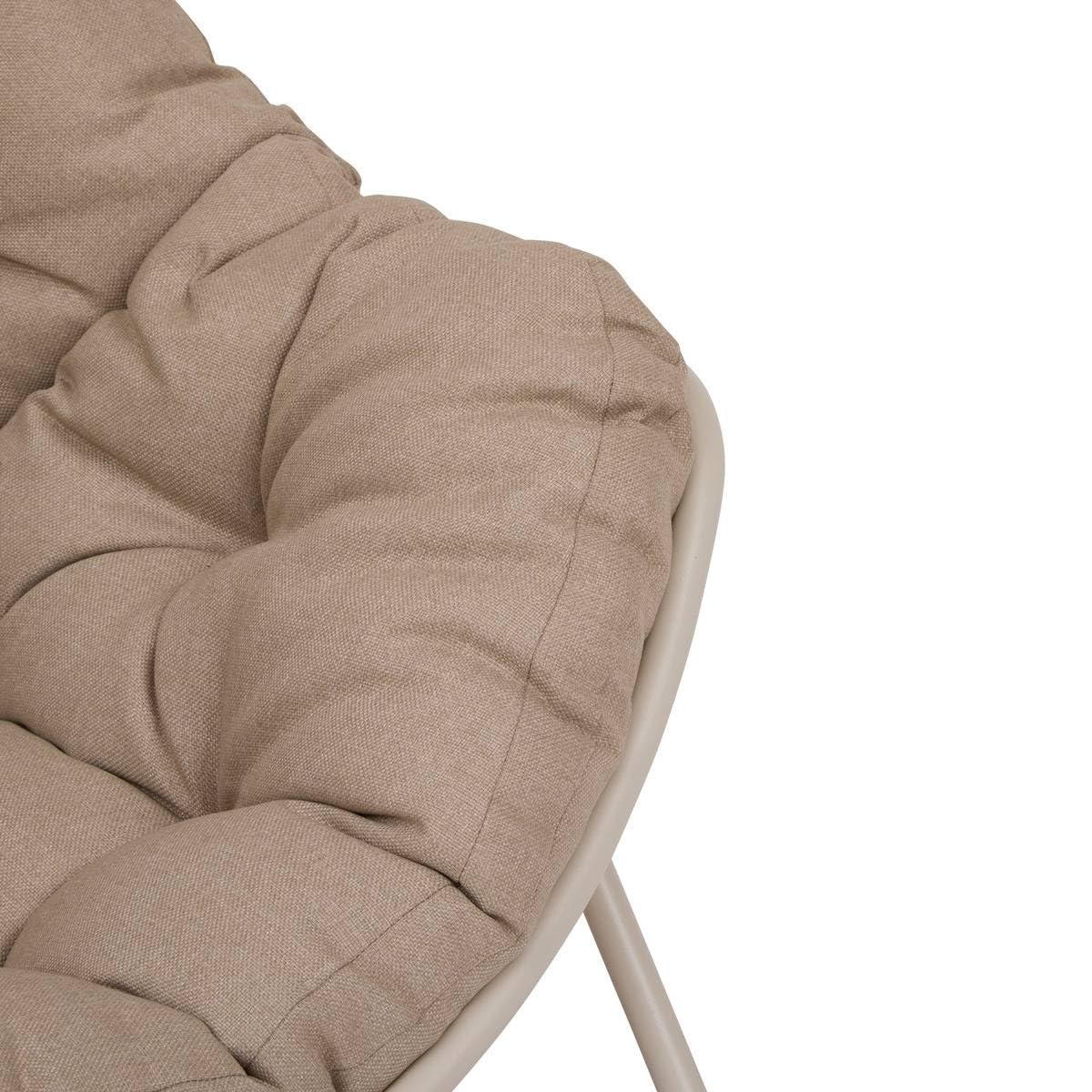 Hespéride – Fauteuil Œuf à Bascule Paopao Argile et Beige – Acier Époxy Anti‑Rouille – Coussin Capitonné Ultra Moelleux – Extérieur Jardin Terrasse – 96x109x83 cm