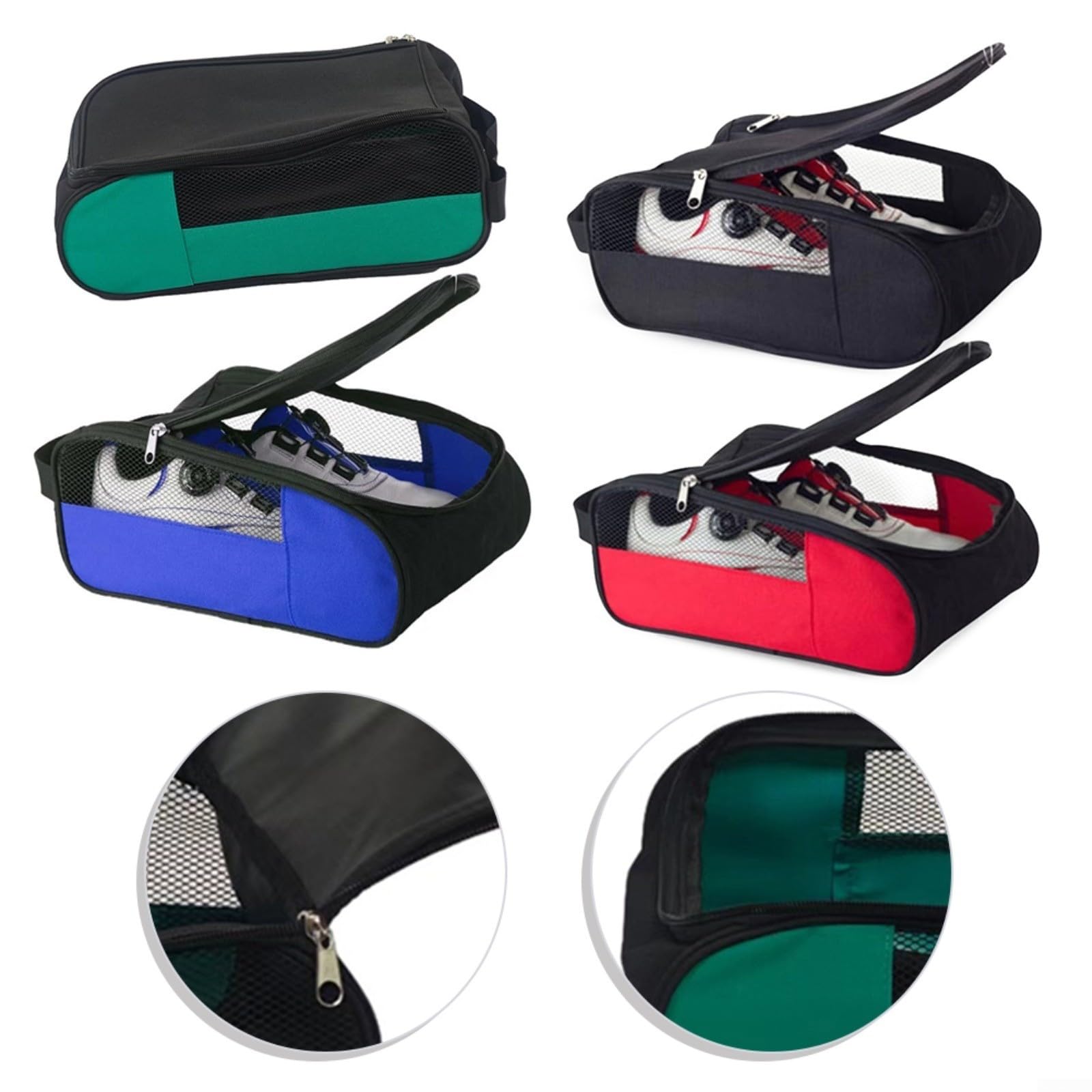 Bolsa de zapatos de golf, impermeable, bolsa de viaje para botas deportivas, para fútbol, críquet, rugby, golf, viajes al aire libre, con ventilación transpirable (negro)