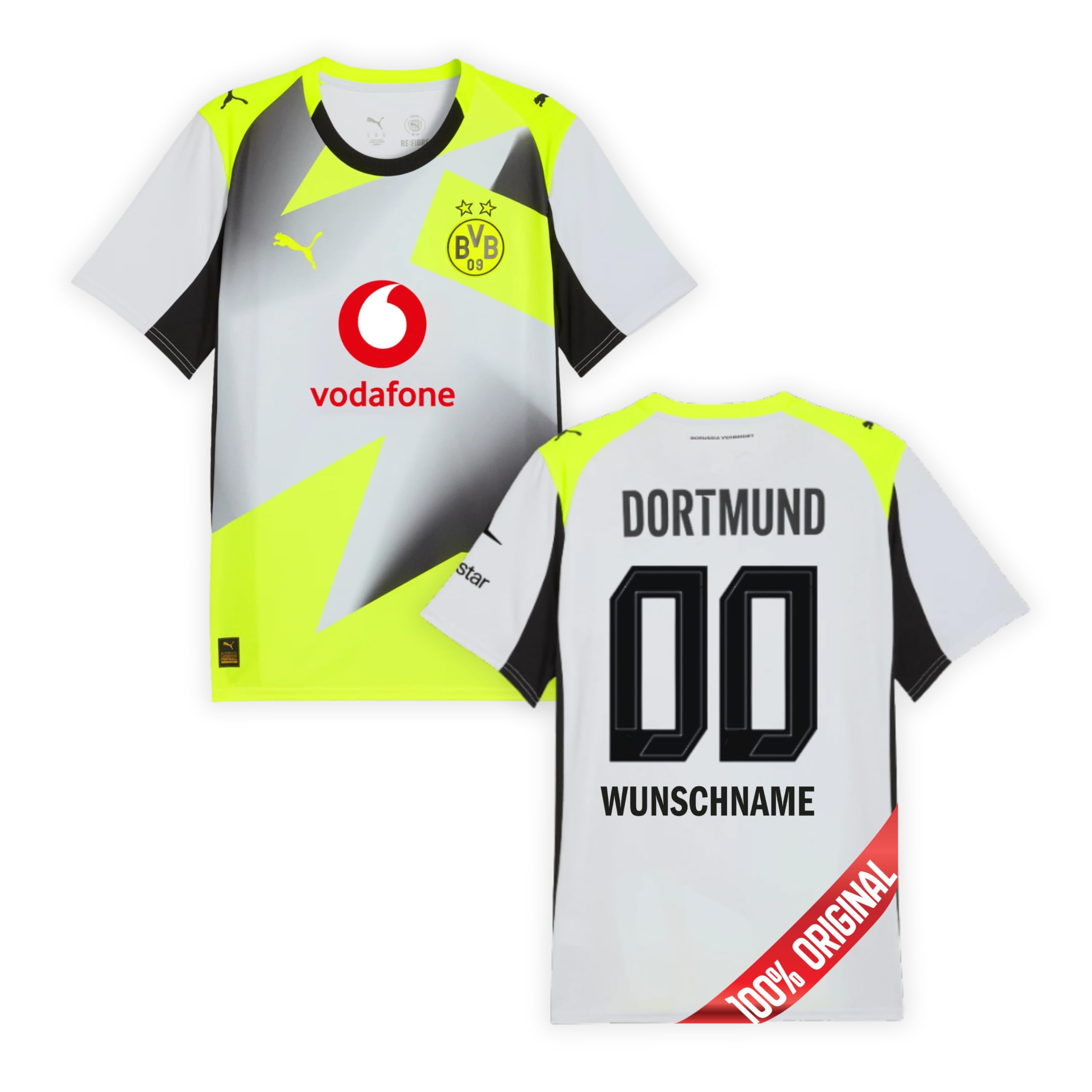 PUMA Original BVB Trikot Kinder [Away 25/26] Offizielles Borussia Dortmund Trikot [Personalisiert] Sport Trainingsanzug Fussball Geschenke Jungen Mädchen Fußball Fanartikel Kinder