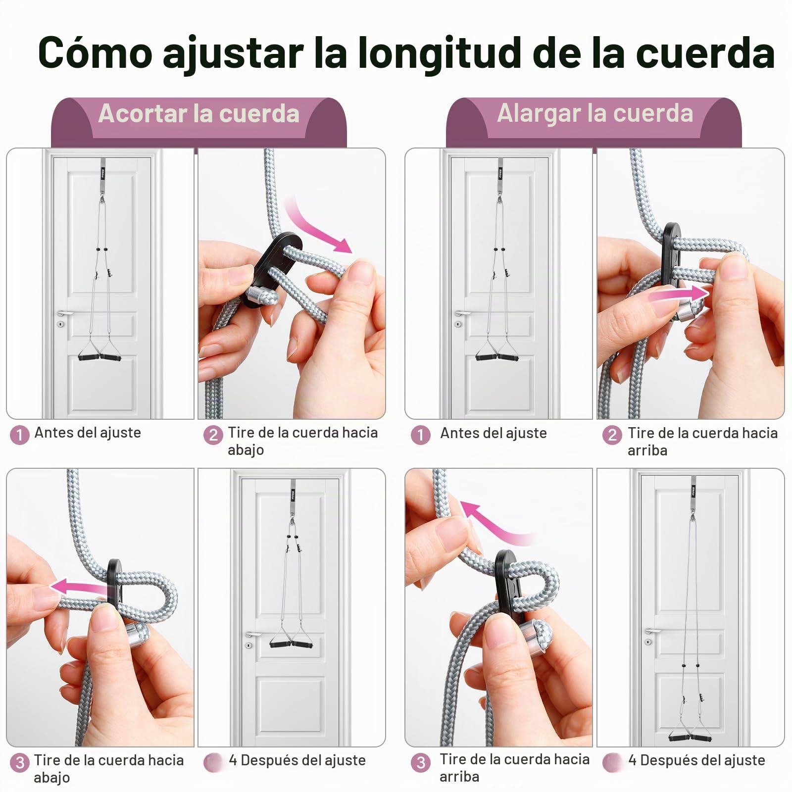 Entrenador de hombro polea sobre la puerta para fisioterapia,Polea de ejercicio para rehabilitación de manguito rotador,Sistema de poleas sobre la puerta para ejercicios de brazos y hombros,Gris