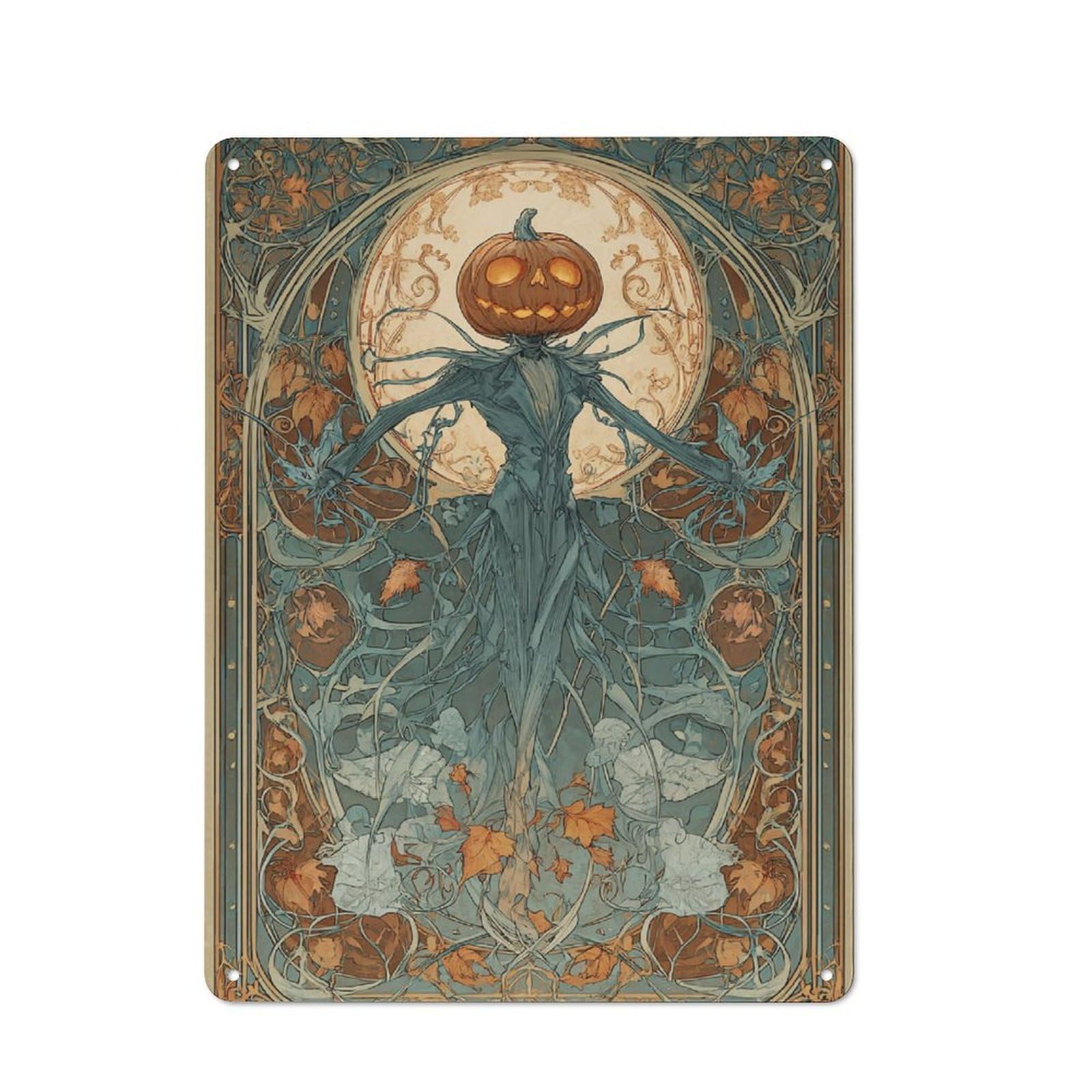 Junmoney Art Nouveau Pumpkin Spirit Tin Sign 40X30cm With For Workshop Wall, Vintage Decor, For Metal Sign Collectors, For Garage And Workshop Walls
