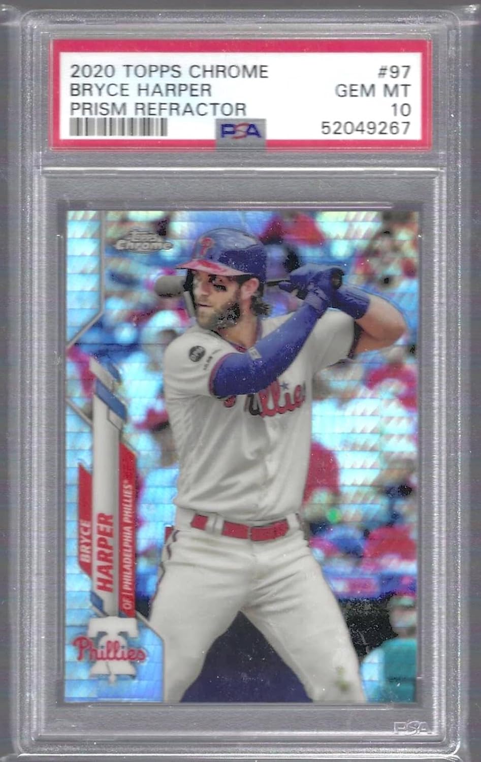 Bryce Harper 2020 Topps Chrome Prism Refractor Psa 10 Gem Mint Pop 7 - Baseball Cards