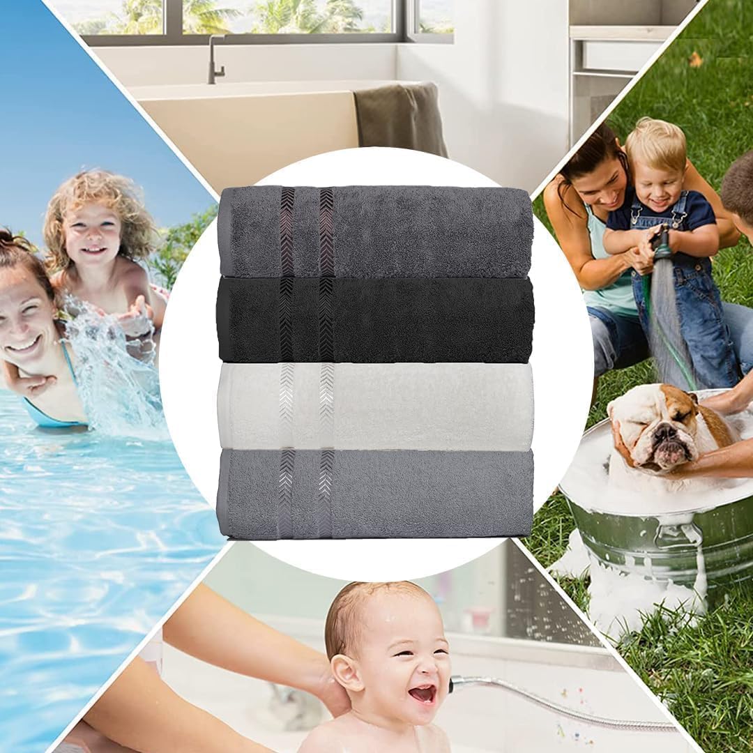 Casa Copenhagen Juego de Regalo de 4 Toallas de baño, 500 gsm, Multicolor | Ember Juego de toallas 100% algodón egipcio (140 x 70 cm) para baño, cocina y ducha (set de regalo para mujer y hombre)