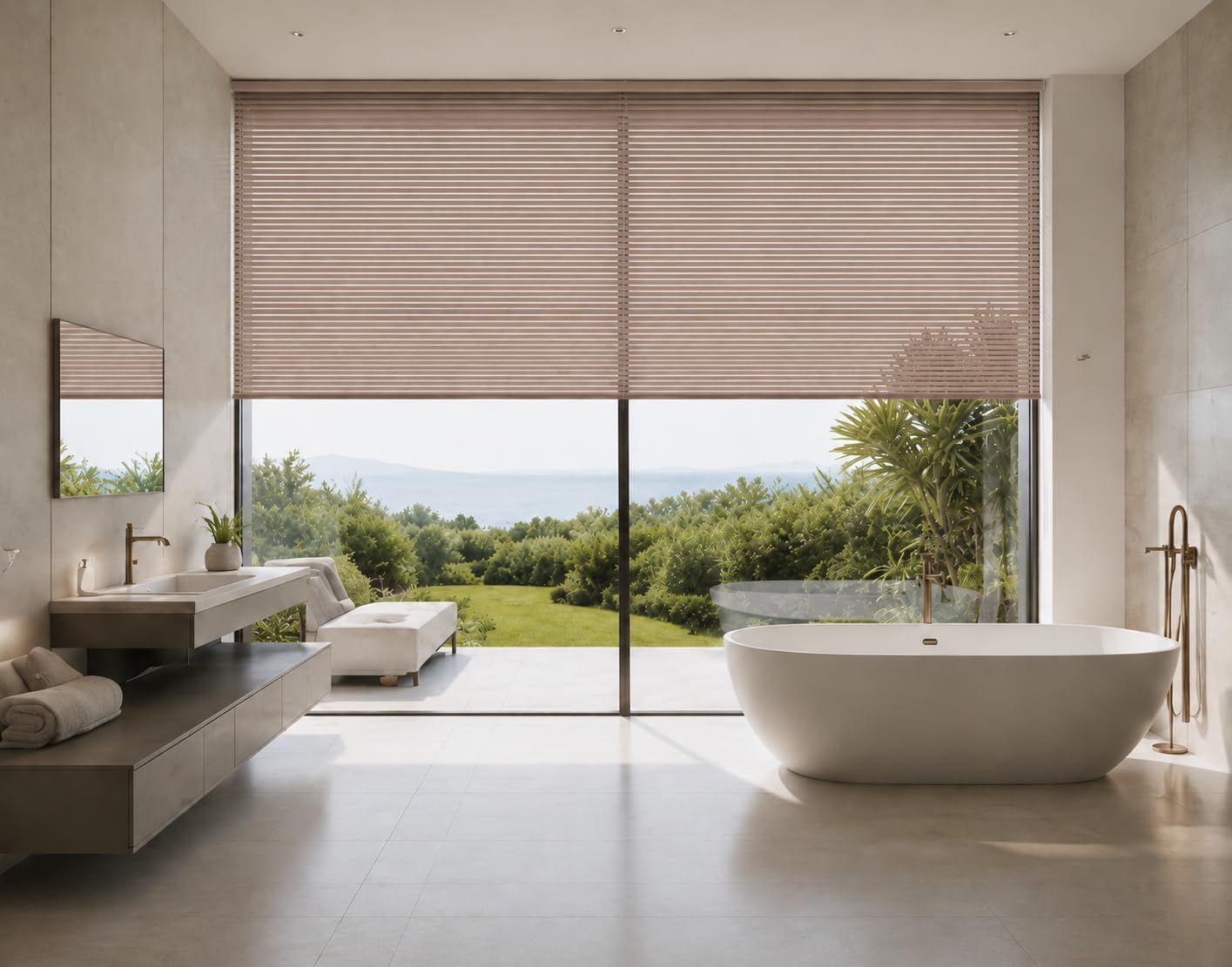 Estoralis Robert - Store Enrouleur Tamisant Rayures, 130 x 190 cm, Taupe