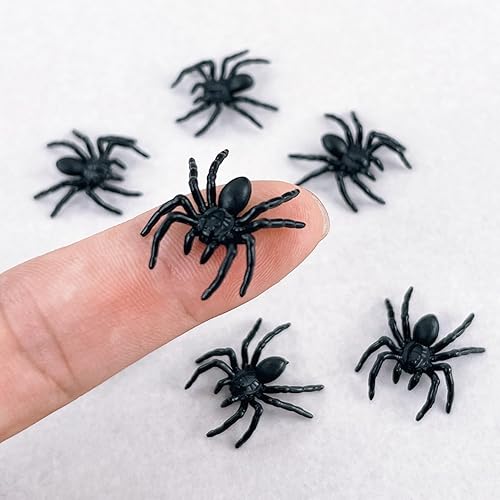 Miniature Black Spiders, Halloween Miniatures, Halloween Embellishments, Haunted Dollhouse, Halloween Craft Supplies, Dollhouse Fairy Garden Accessories (20PCS) - Black Spiders