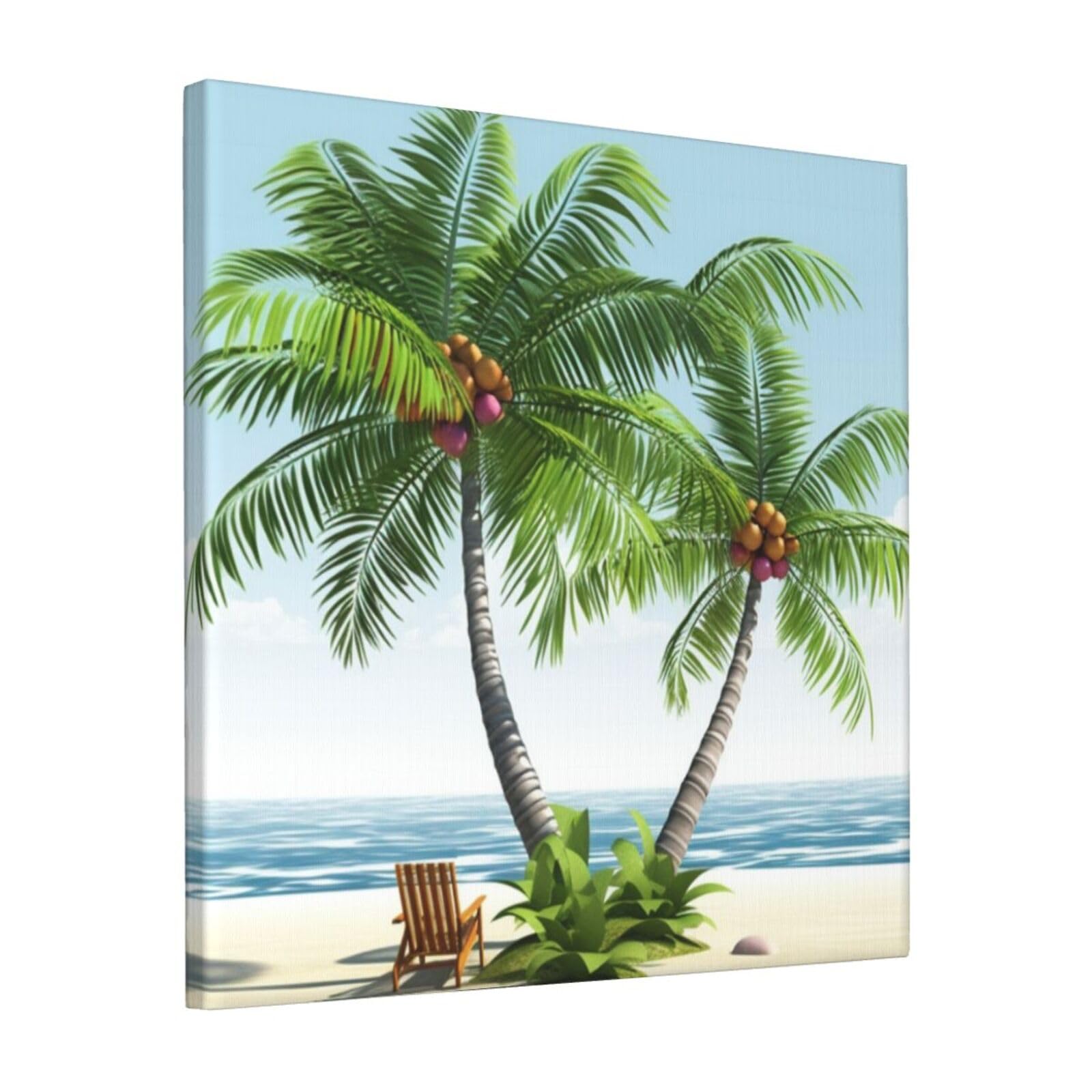 KLOPH Tropical Palm Tree Canvas Wall Art for Living Room 12"x12" Modern Artwork Painting for Bathroom Hanging Canvas Prints Aesthetic Wallart for Bedroom Kitchen Office Wall Decor