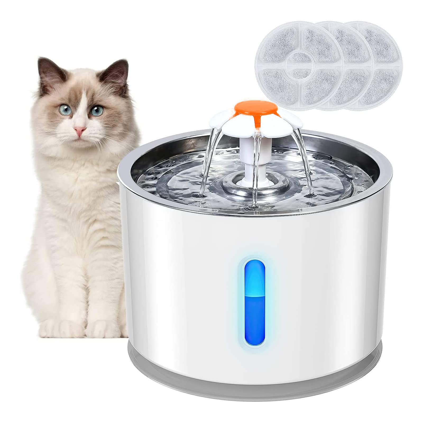 Fuente De Agua Para Gatos 2L Con Filtro - Silenciosa, LED, 3 Modos De Flujo, Bebedero Automático