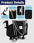 Arxus Carry On Luggage for Airplane, Rolling Duffle Bag with Detachable Wheels and Adjustable Shoulder Strap, Expandable Foldable Wheeled Travel Bag with Suitcase Sleeve for Women, Weekender 25L-55L