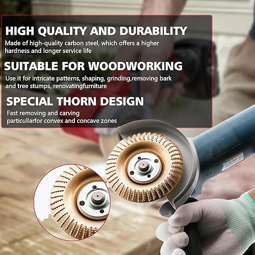 Miniatura 3 de Juego de 4 discos de molienda de madera para amoladora angular  Ruedas de moldeo de madera de 4 pulgadas o 4 12 pulgadas para amoladoras de tocones,