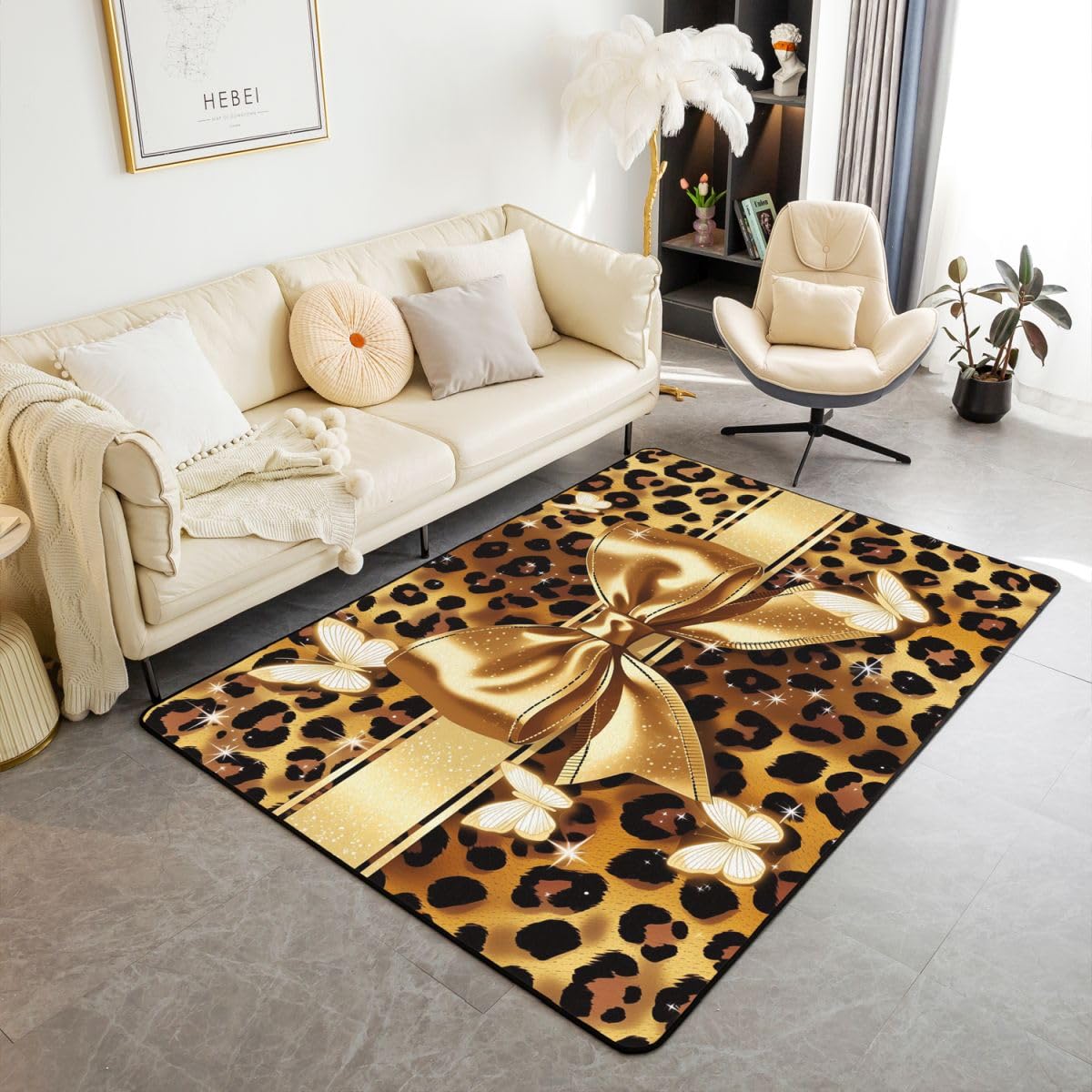 Tapis salon 150x200cm léopard pour raviver un sol terne et froid