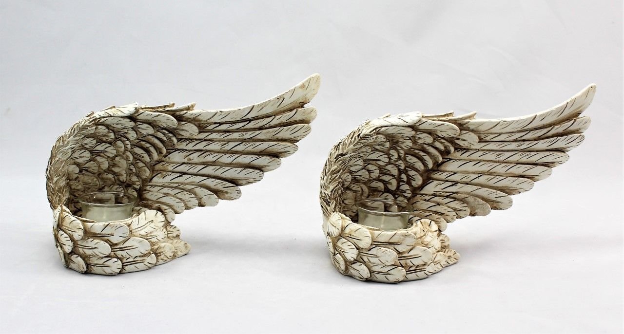 Home and Garden Products Angel Wing Candle Holder Ornate Vintage Shabby Cherub Art Decoration (Small, Gold)
