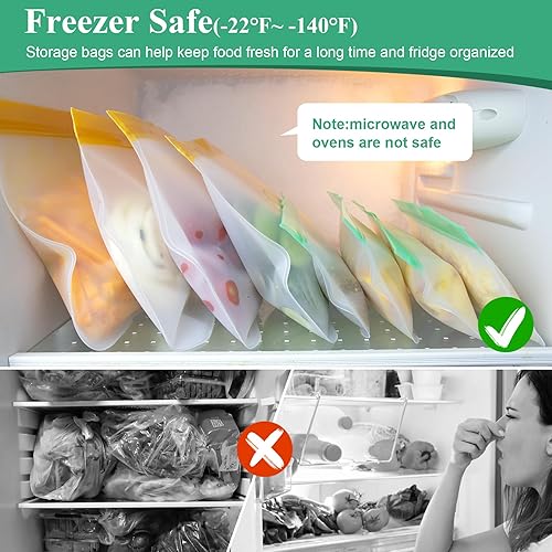 Miniatura 4 de Bolsas de silicona para congelador, 4 bolsas reutilizables para sándwich + 4 bolsas reutilizables para aperitivos, recipientes de almacenamiento de