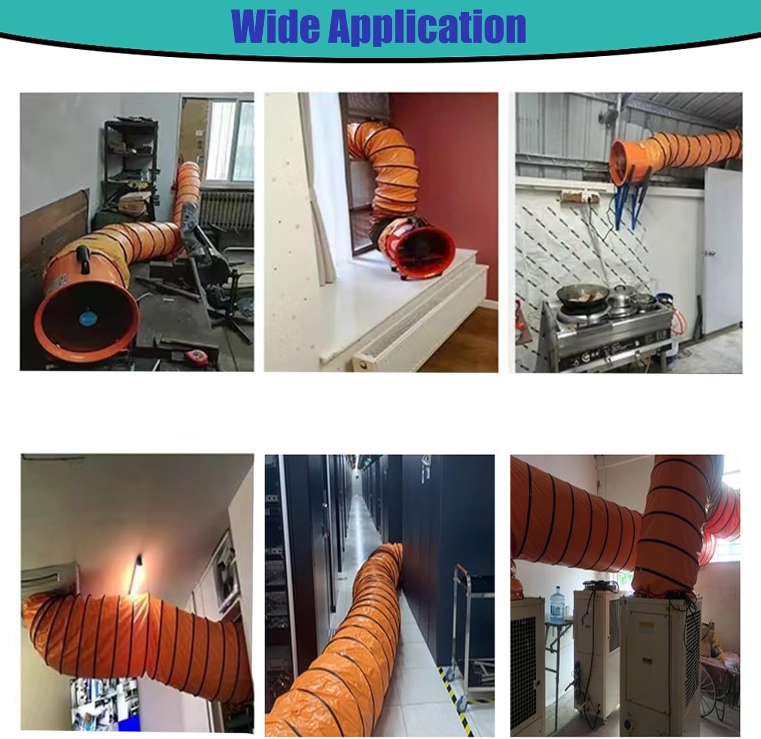 Flexible Air Duct Hose for Utility Blower Exhaust Fan - 6 Inch Diameter, 5ft Length, Ideal for Industrial Ventilation in Workshops and Confined Spaces, Compatible with 10-30 Inch Fans