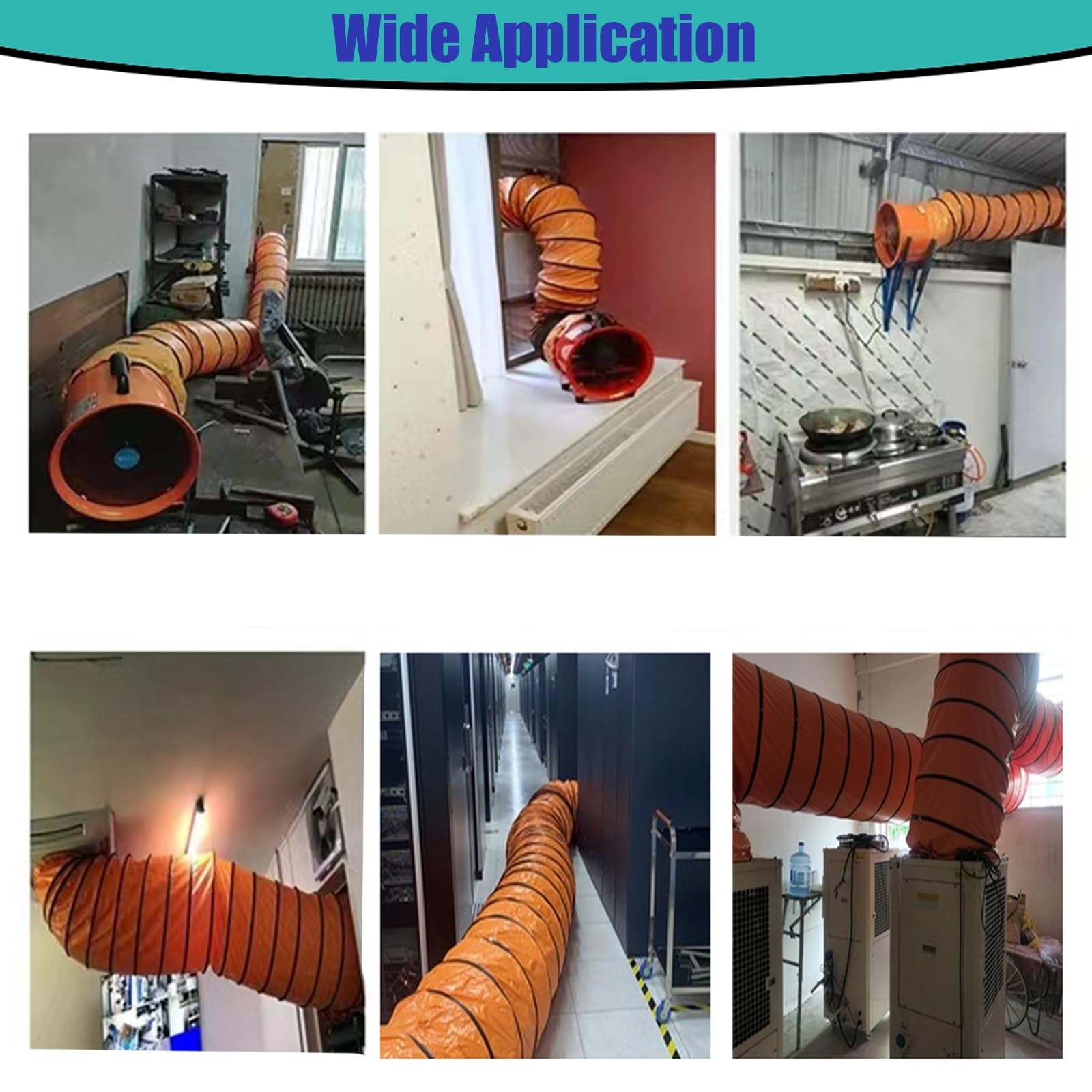 Orange - Conducto flexible comercial para fábricas y túneles y automóviles, expandible, ventilador, ventilador de utilidad, ignífugo, manguera de conducto de 450 mm de diámetro, 17 3/4 pulgadas de