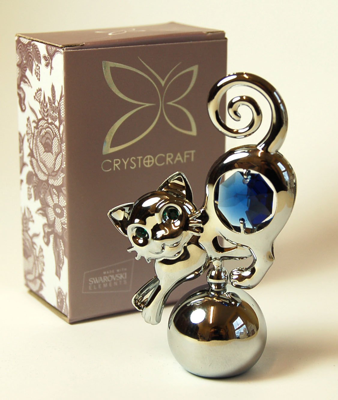 Crystocraft 7.5 cm Cat with Swarovski Crystals