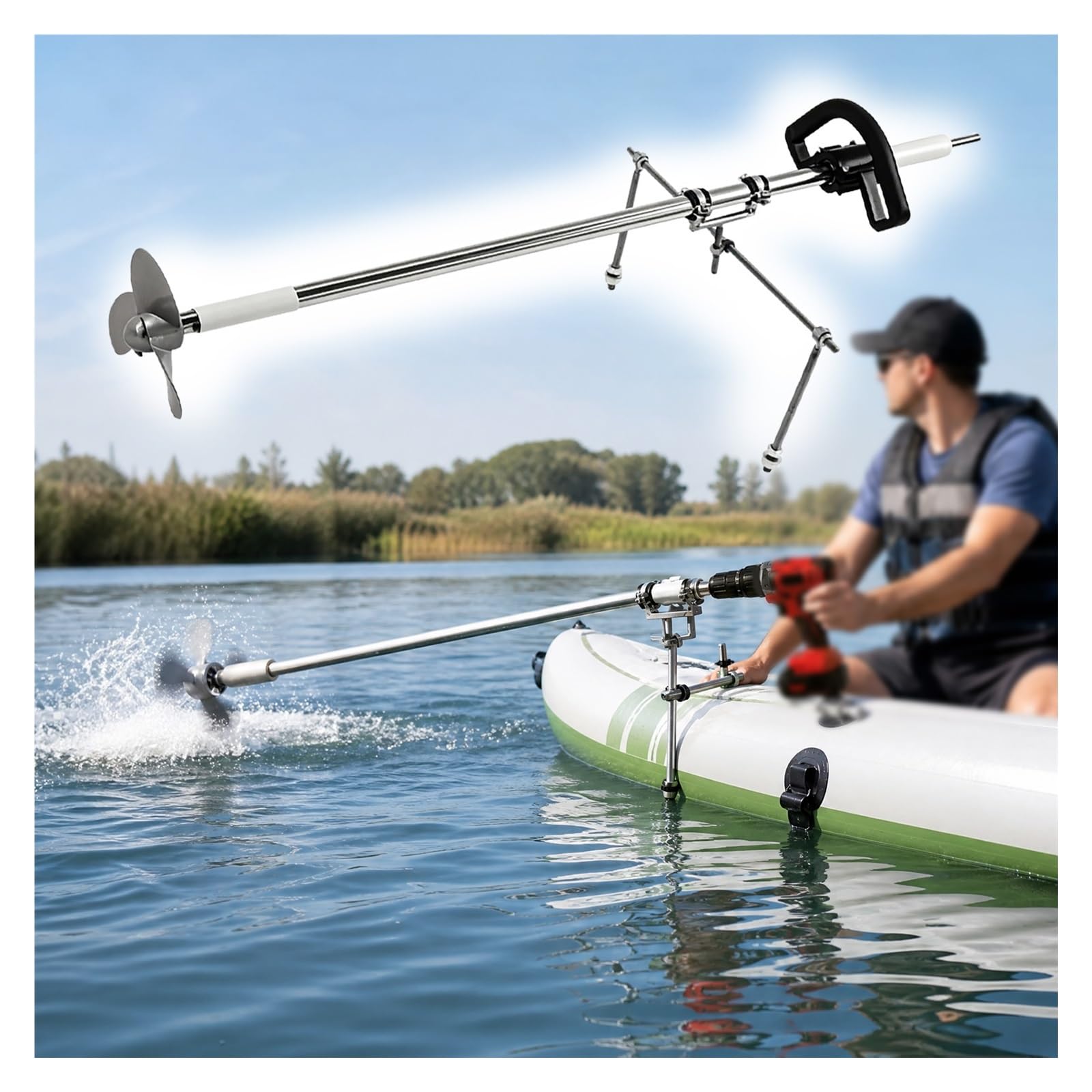 Propulseur Kayak Pro perceuse, hélice Drill Cordless Bateau kit Montage & poignée, kit pagaie Secours pour Ponton