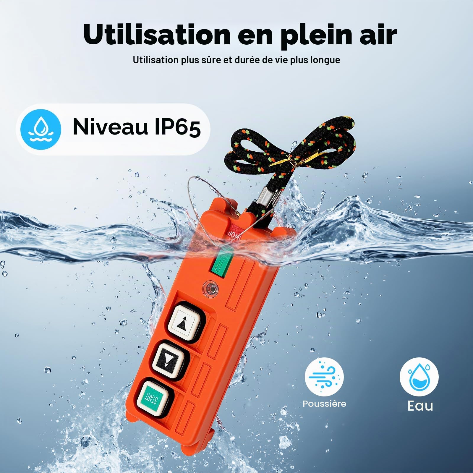 Télécommande de grue sans fil 220 V - Commande de grue sans fil - IP65 - Treuil à câble - Ouvre-porte jusqu'à 100 m - Pour grue de pont, véhicule électrique industriel, treuil, remorque basculante