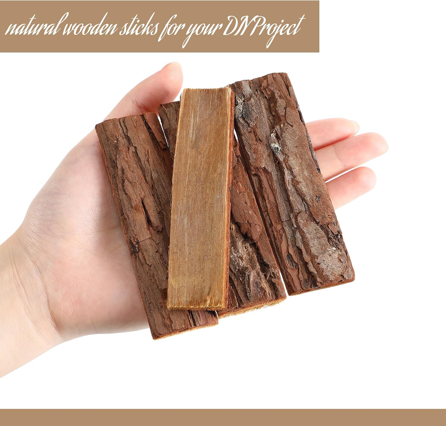 Sosation 135 Pcs 4" Wood Crafts Sticks Tree Bark for Crafts Natural Madera para Manualidades for DIY Photo Props, School Projects, Card Making
