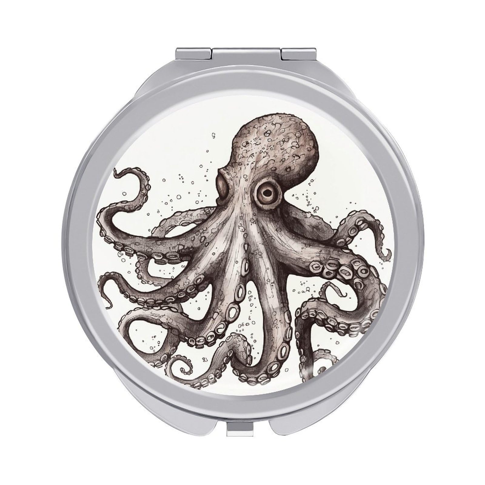 LZQPOEAS Octopus Compact Mirror, Double-Sided Folding Makeup Mirror, Durable Metal Travel Pocket Mirror for Purse, Portable Round Touch-Up Mirror for Table Gifts and Everyday Use