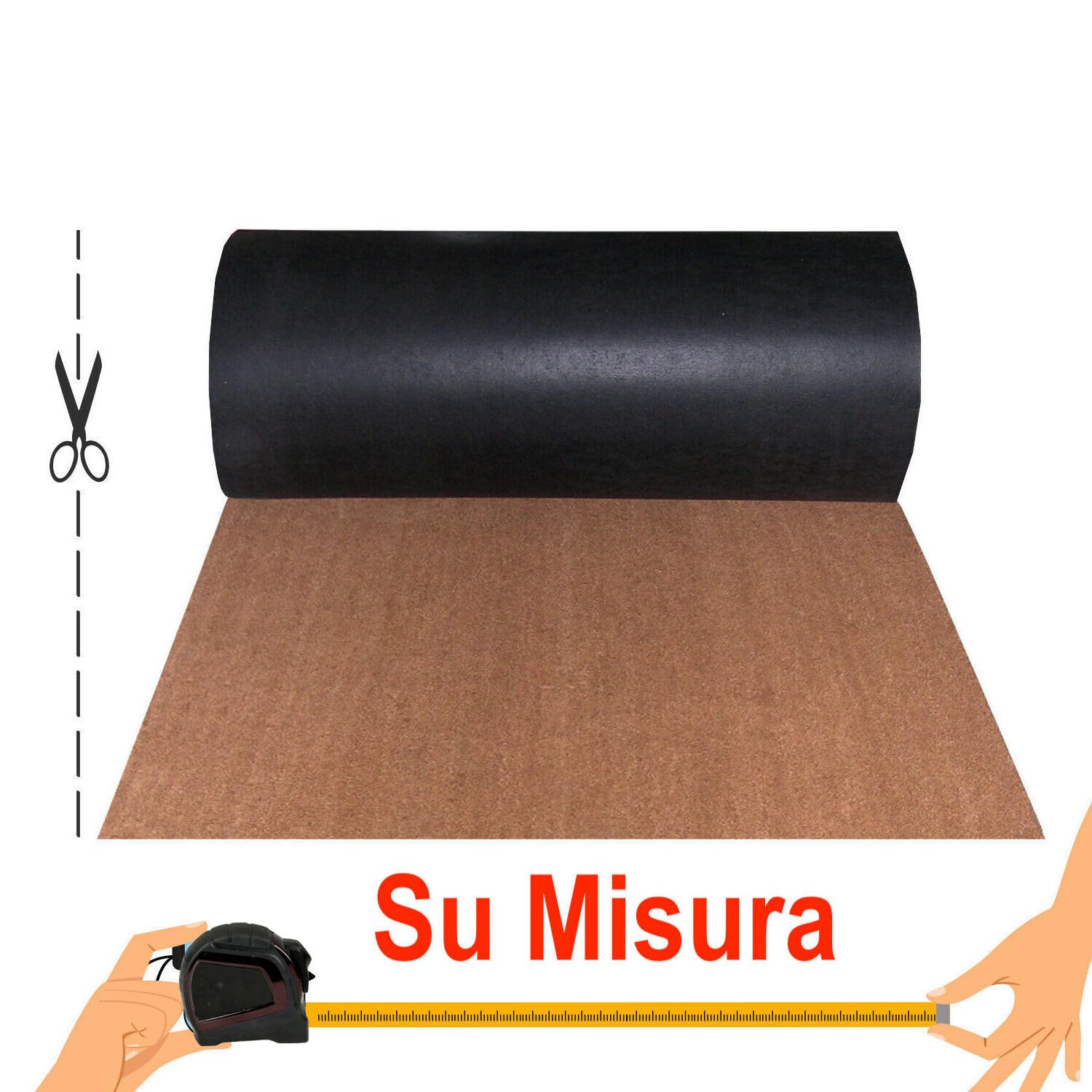 Generic - Paillasson en fibres de coco antidérapant sur mesure - Tapis antibactérien pour portes - Intérieur et extérieur couvert - Fibres naturelles durables - 100% coco (80 x 130 cm)
