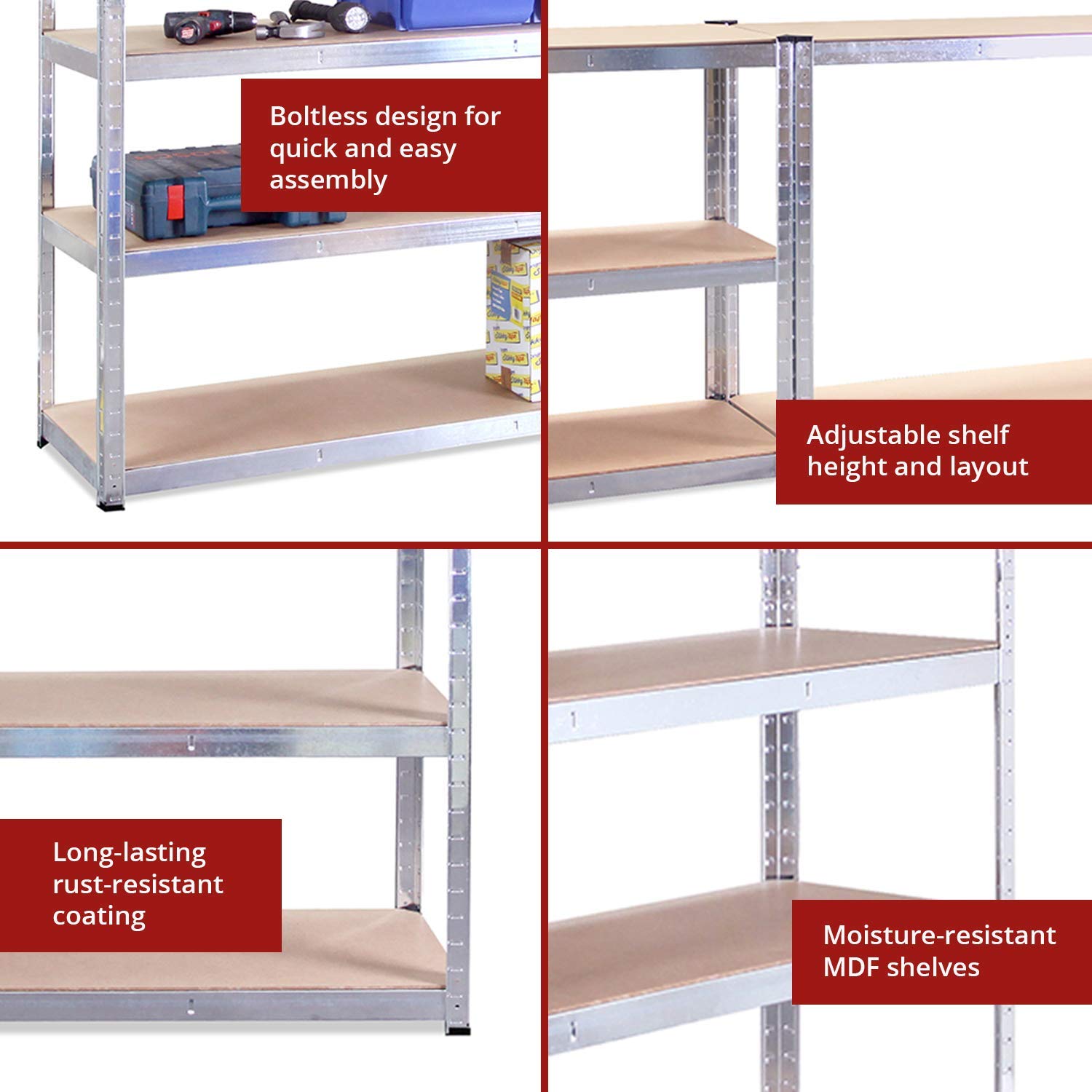 GRack Garage Shelving Units Extra Wide Galvanised 5 Tier Heavy Duty
