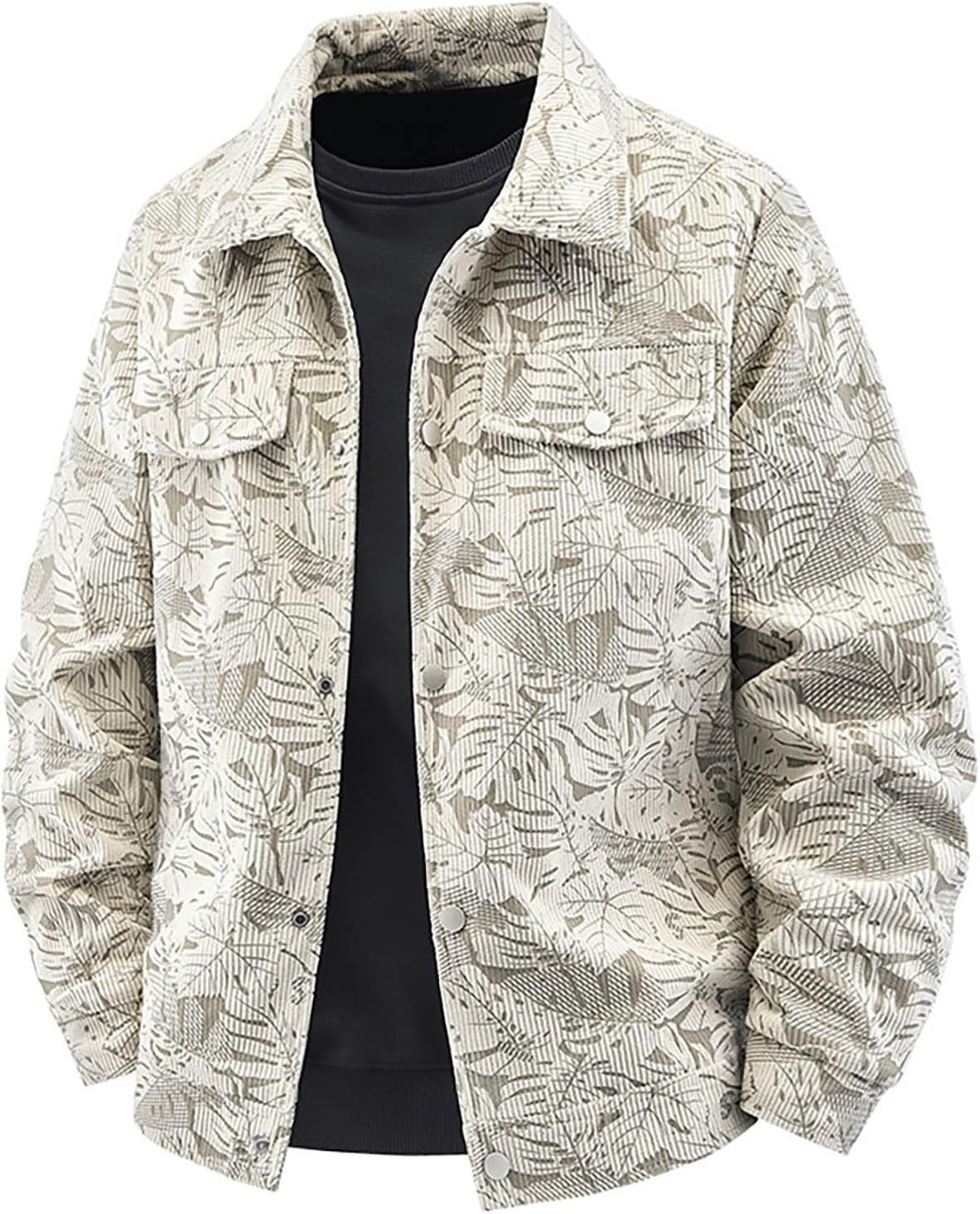 メンズカジュアルジャケット。コーデュロイデザインプリントジャケット。普段使いに最適。秋冬シーズンに最適な万能軽量アウター。1636