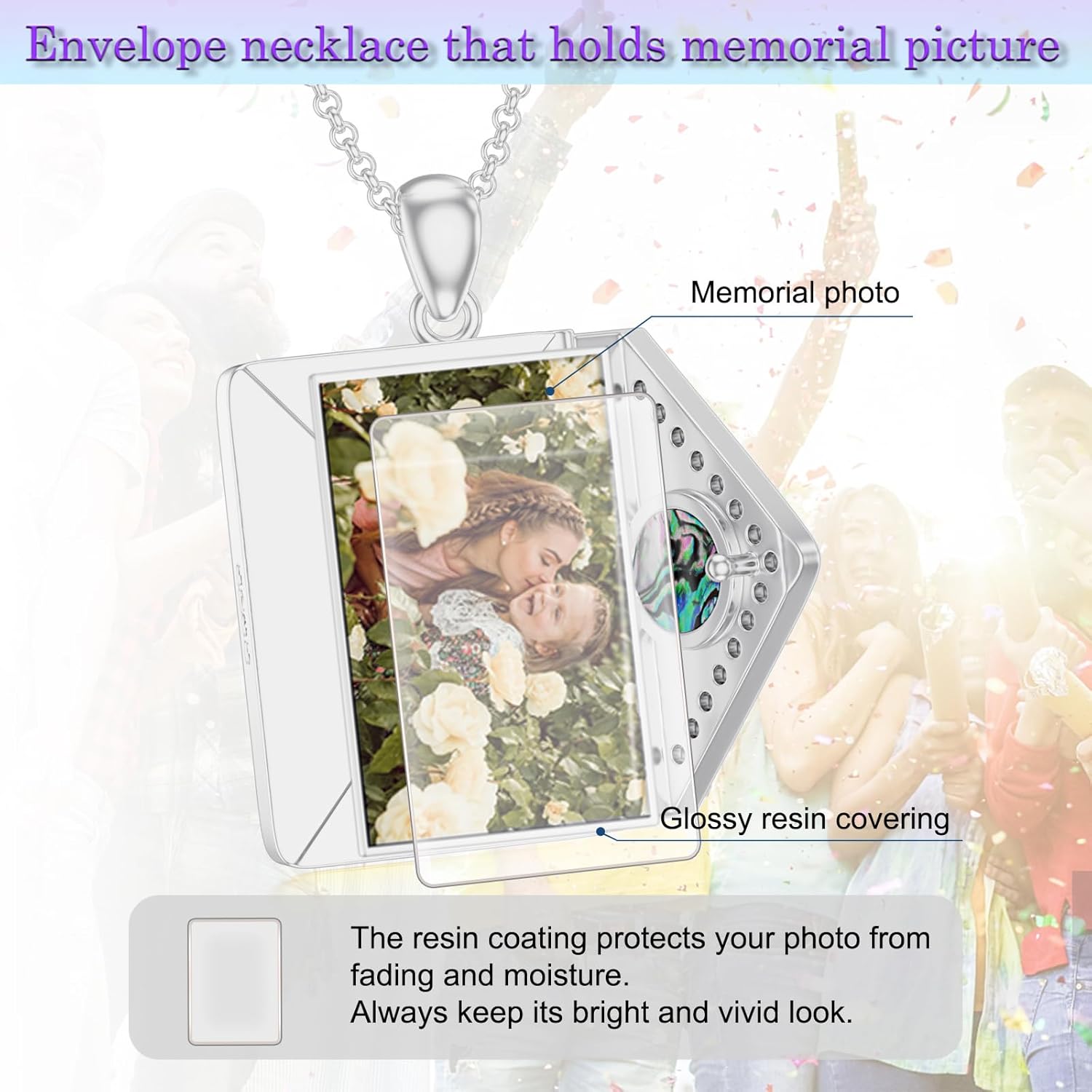 SOULMEET Personalized 10K 14K 18K Solid Gold/Plated Gold Envelope Locket That Holds Picture Custom Letters Engraved Envelope Necklace Gift for Men Women