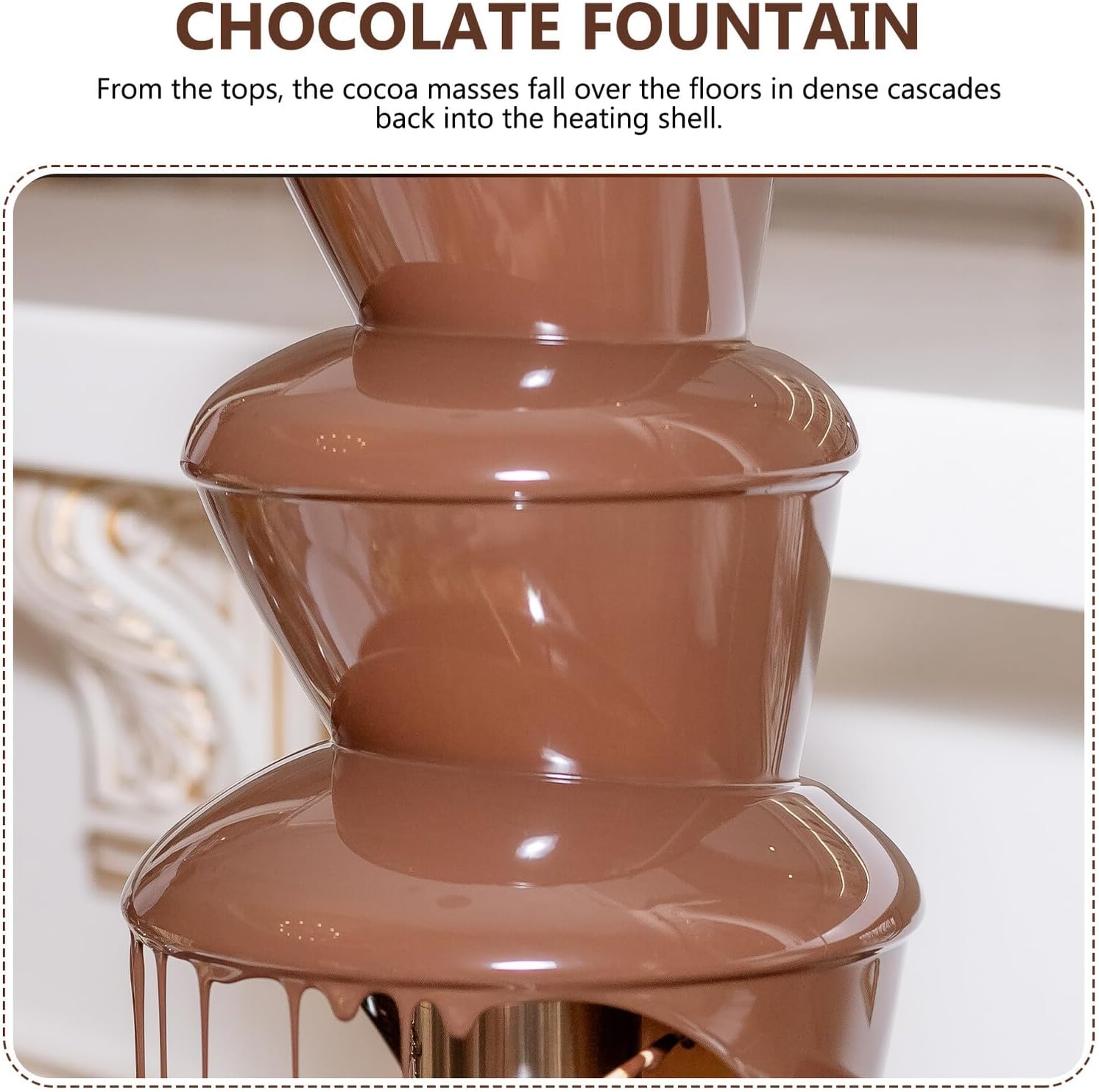 FUOYLOO Chocolate Fondue Fountain Machine with Temperature Sturdy Design for Parties and Family Gatherings for Cookies Strawberries Bananas and Candy Dipping