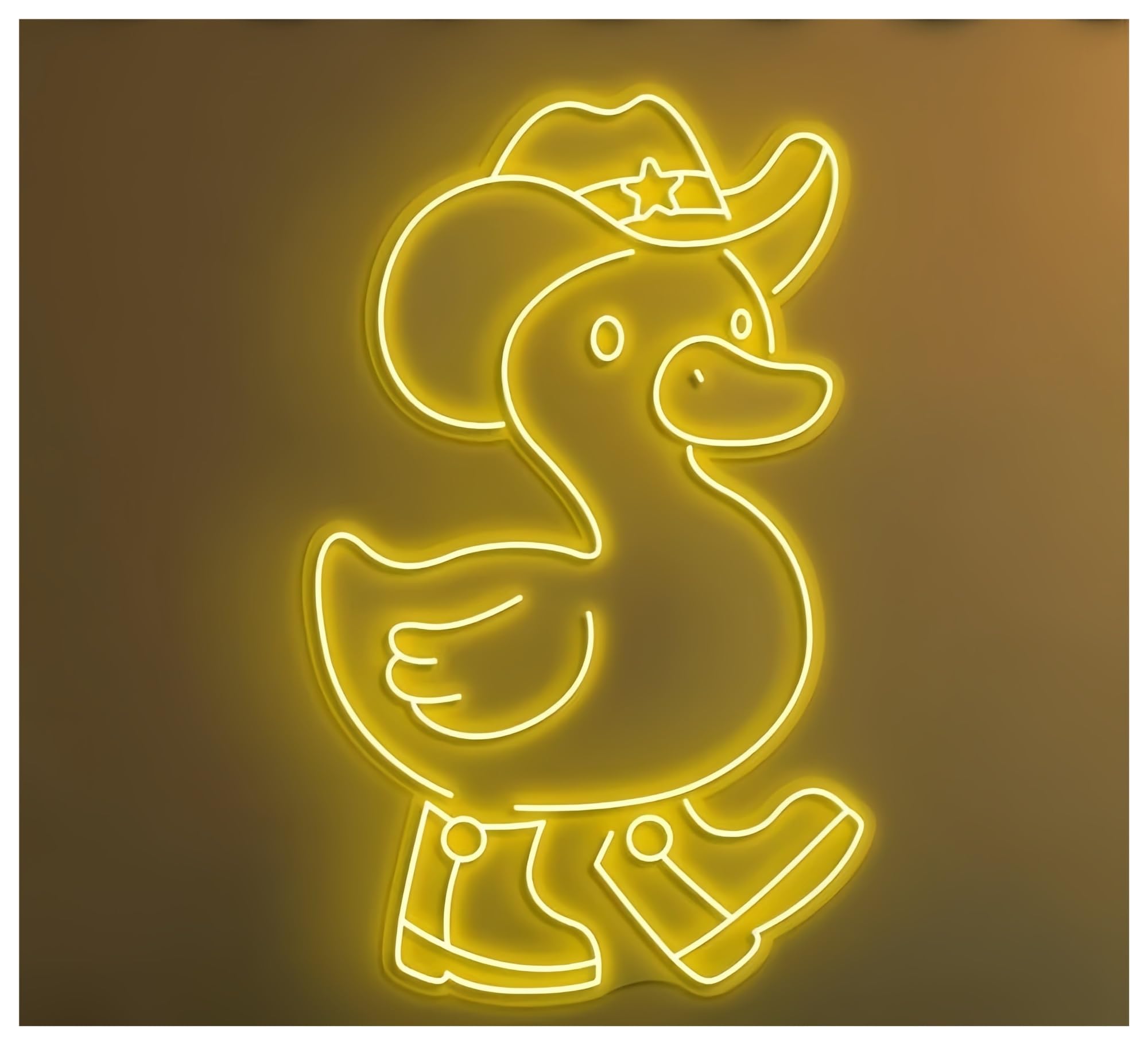 SHOUXI Sign Lamp Cute Cowboy Duck Neon Sign Wall Decor Animal Shop Wall Art Nursery Room Wall Decor Kids Room 48cm(D)