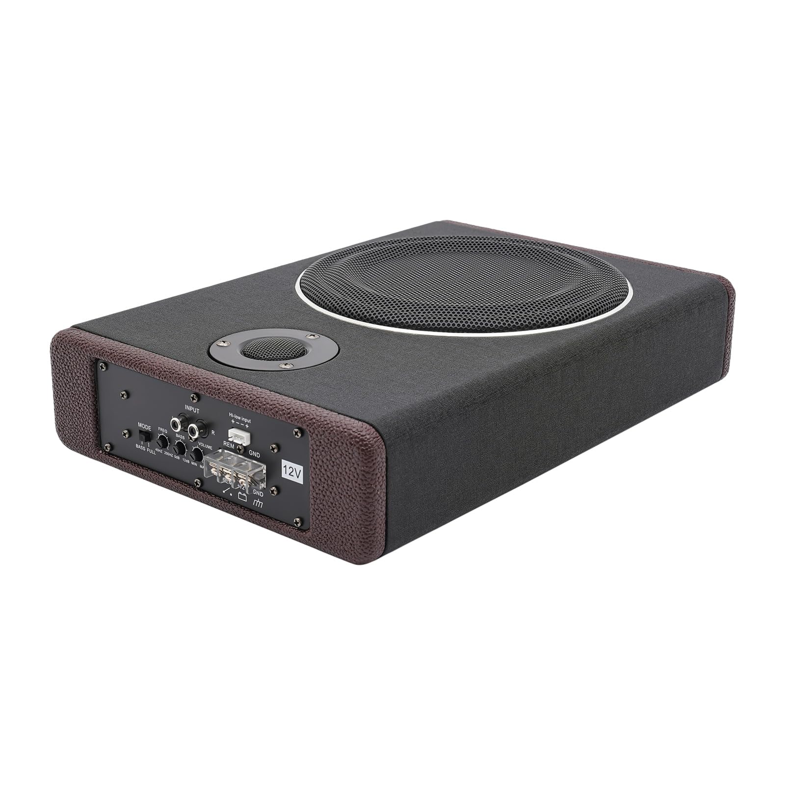 Subwoofer per auto, 600 W, 8 pollici, piatto, subwoofer sotto il sedile con amplificatore e ingresso di livello alto/basso per auto, SUV, camper, Bass Boost 0-12 dB
