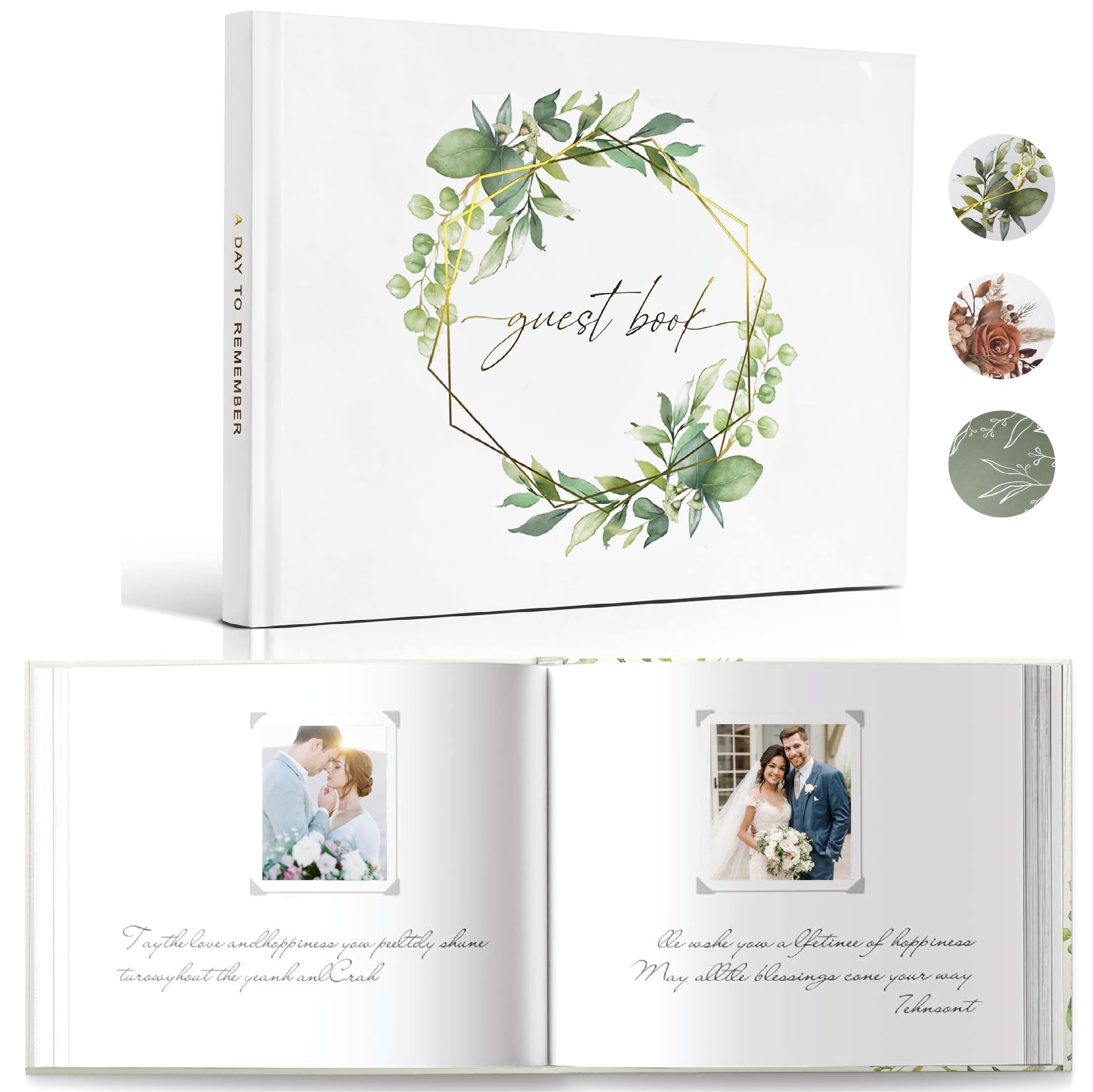 Weddinggiftswedding C-Floral Wedding Guest Book For Wedding Reception- Elegant Polaroid Guestbook For Baby Shower,Birthday And Special Events,Guest Sign-In Book(Floral)