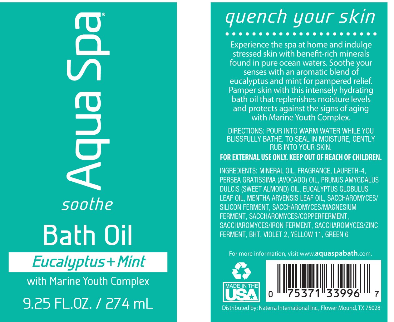 Aqua Spa Soothe Bath Oil, 9.25 Fluid Ounce: Beauty