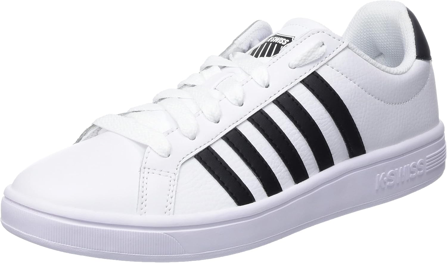 K-Swiss Men's Court Tiebreak Sneaker, White/Black/White, 11 M