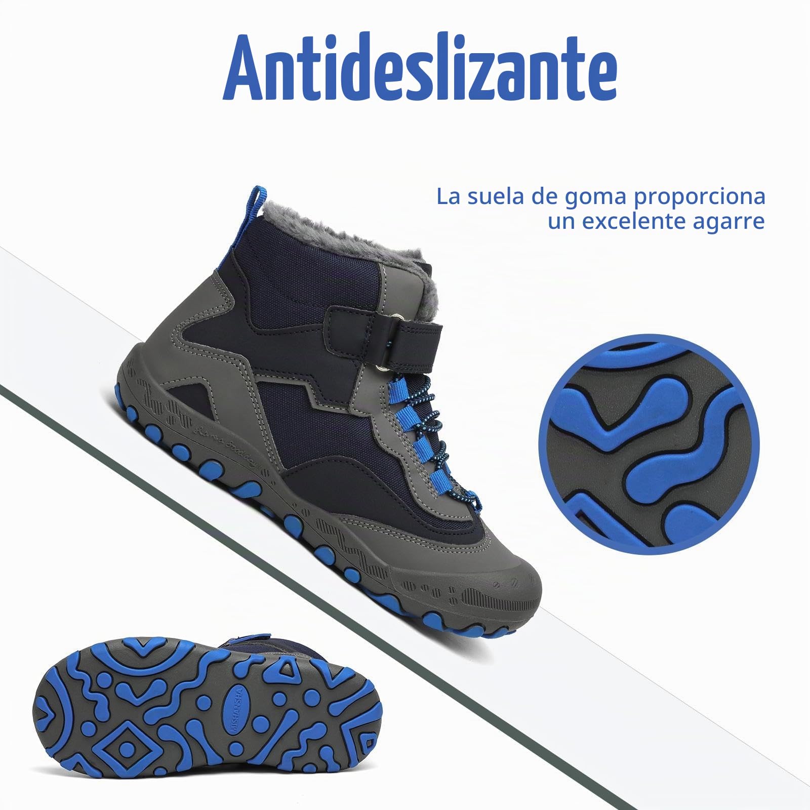 Mishansha Botas de Nieve Niño Botas Antideslizantes, Azul 25 | Forro cálido, cierre de autollenado, puntera reforzada, suela con dibujo, colegio, paseos, nieve