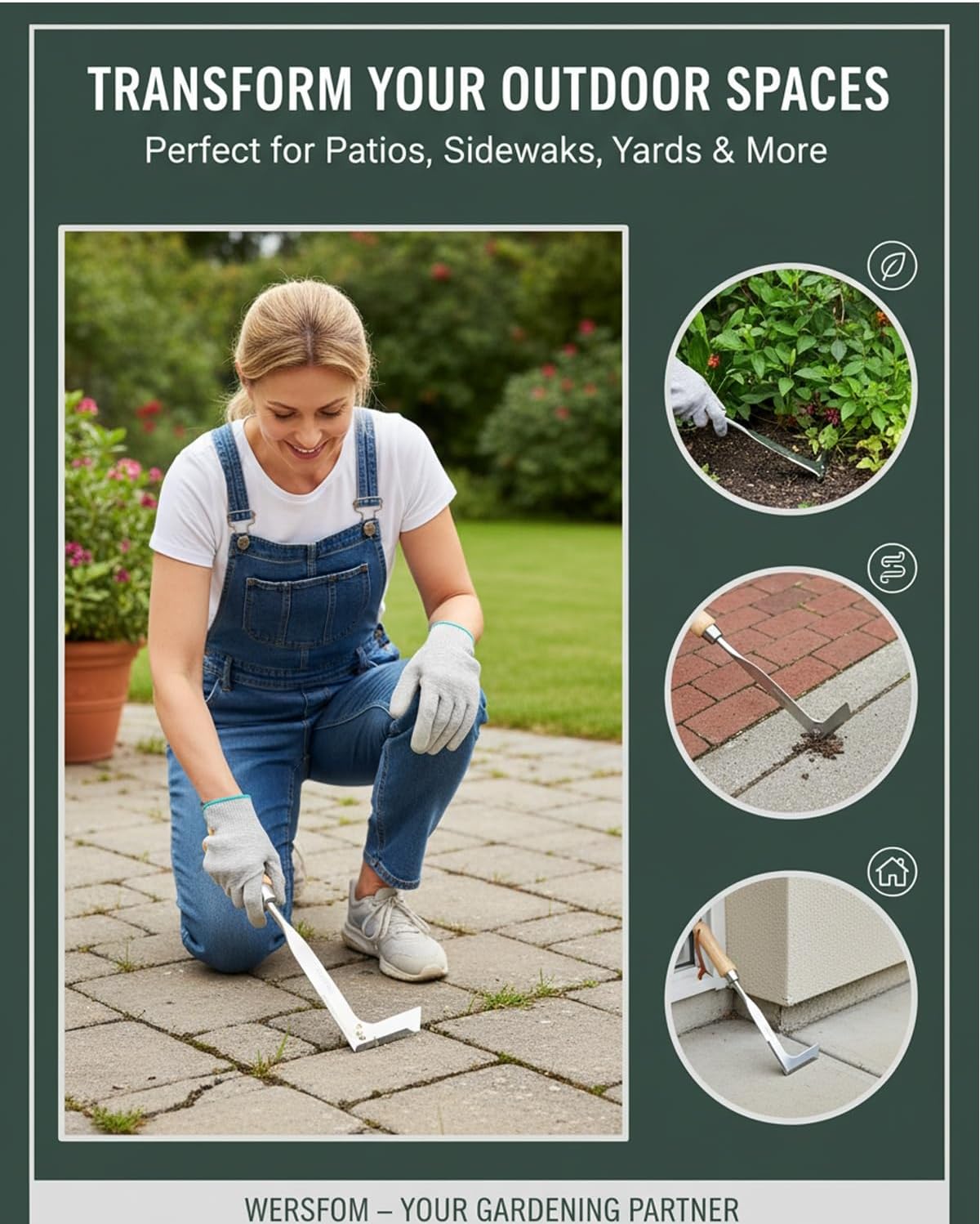L-Shaped Stainless Steel Crevice Weeding Tool Crack Manual Weed Remover Long Handle Puller Grass Grampas Sickle Edger Hook Cutter Garden Paver Sidewalk Patio Yard Moss Knife Cleaning Scraper(3PCS)