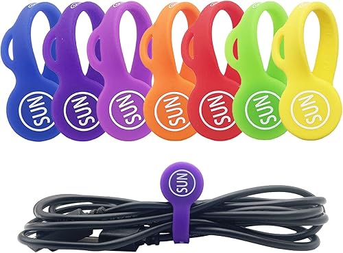 SUNFICON Clips magnéticos para cables, organizadores de cables, paquete de 7 unidades, con diseño de arco iris, marcapáginas, pizarra blanca, tablón