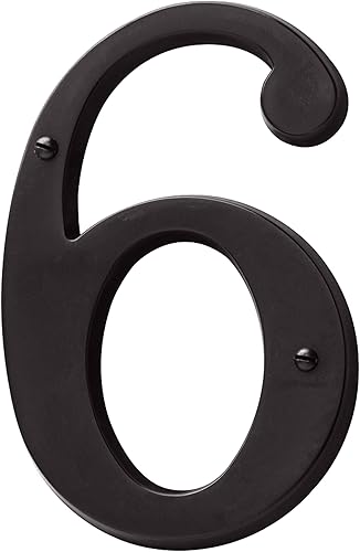 Baldwin Estate 90676.102.CD - Casa tradicional de latón macizo número seis en bronce aceitado, 4.75 pulgadas