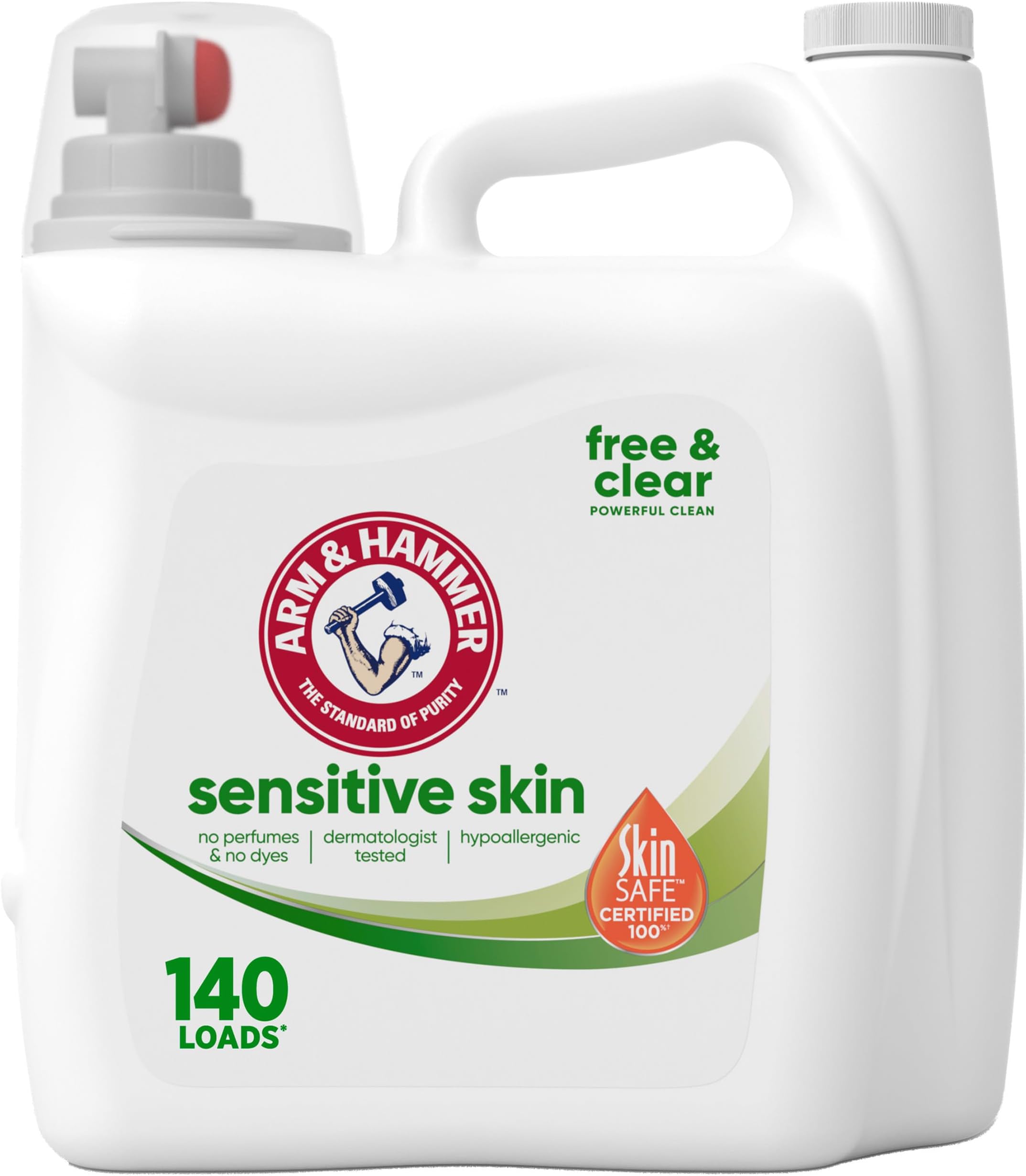 Arm & Hammer Sensitive Skin Free & Clear, 140 Loads Liquid Laundry Detergent, 140 Fl oz