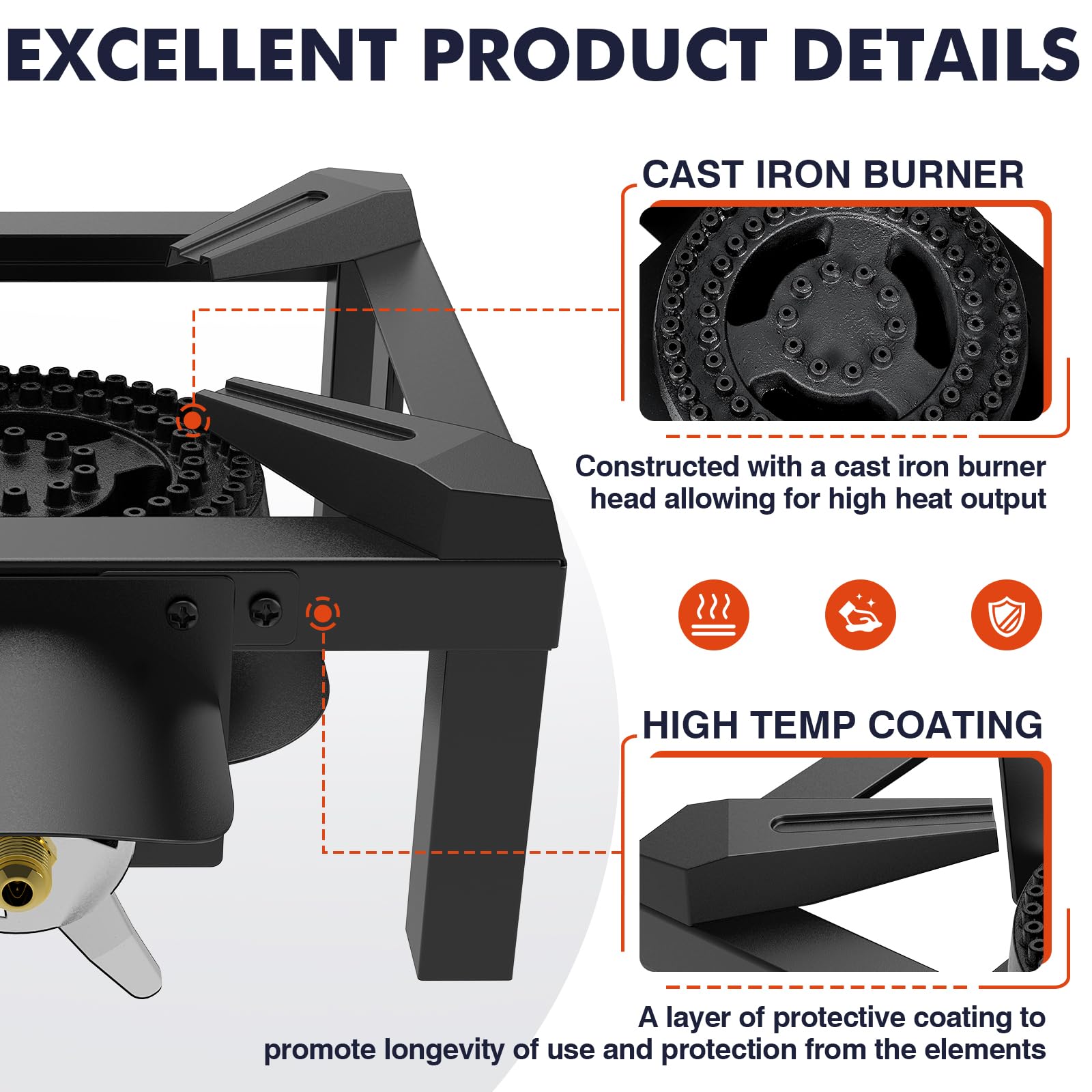 Llamaviva Propane Burner, High Pressure 100,000 BTUs Single Gas Stove with Water Bag& 4.1ft Adjustable Hose with Regulator,Propane Stove for Outdoor Cooking, Seafood Boil,Turkey Fry